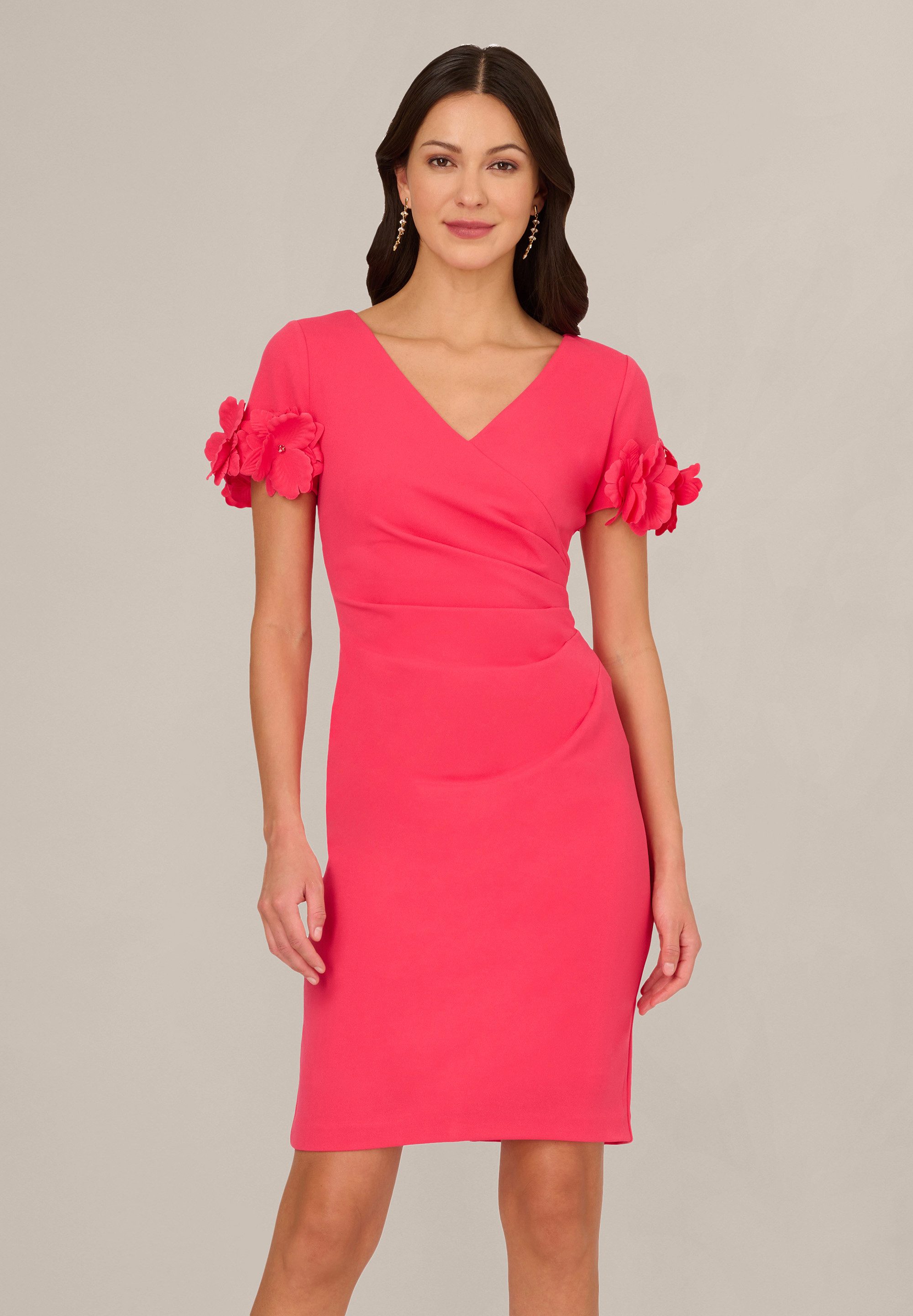 Adrianna Papell Etuikleid Knit Crepe Short Dress Figurbetontes, kurzärmeliges Etuikleid