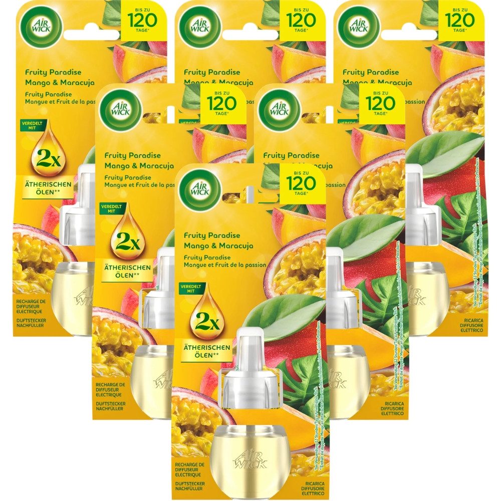 Air Wick Duftöl Duftstecker Nachfüllpack Fruity Paradise Raumduft Refill (6 x 19ml, 6-St), Duftet bis zu 120 Tagen