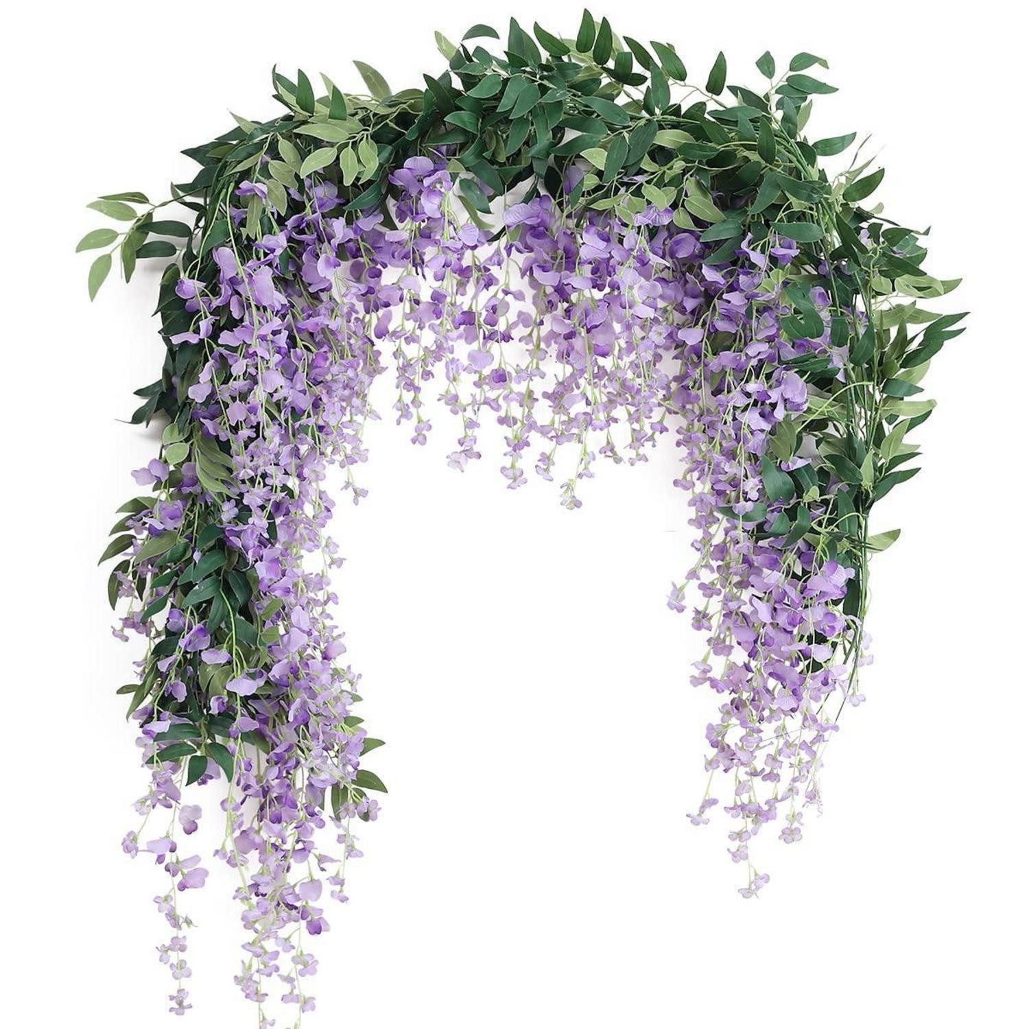 Kunstgirlande Künstliche Wisteria Girlande Lila 7FT 2er Pack, LuxusKollektion