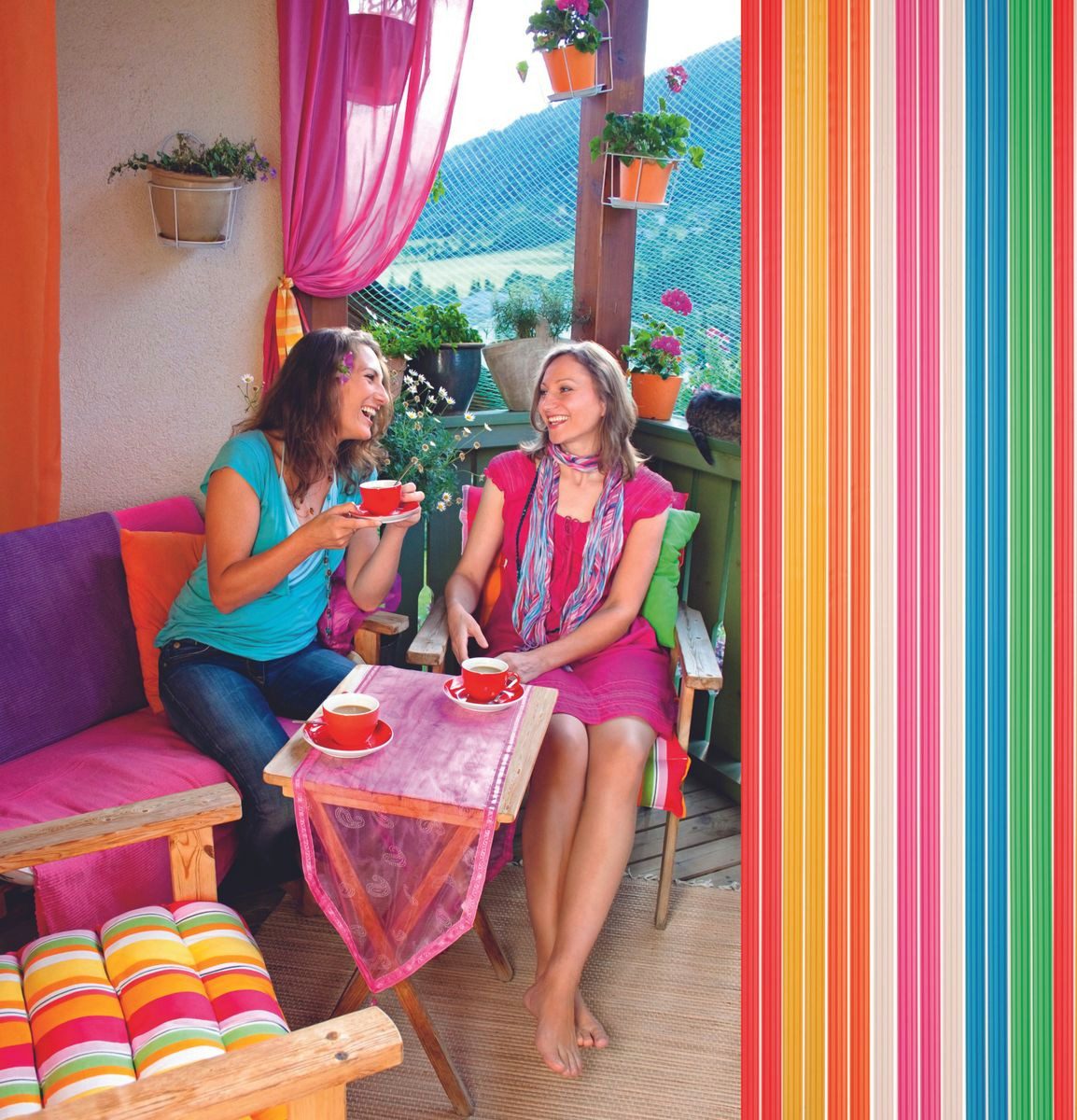 CONACORD Insektenschutz-Vorhang Decona Türvorhang Streifenvorhang bunt, 90 x 200 cm, Polyethylen - hohe Stranganzahl
