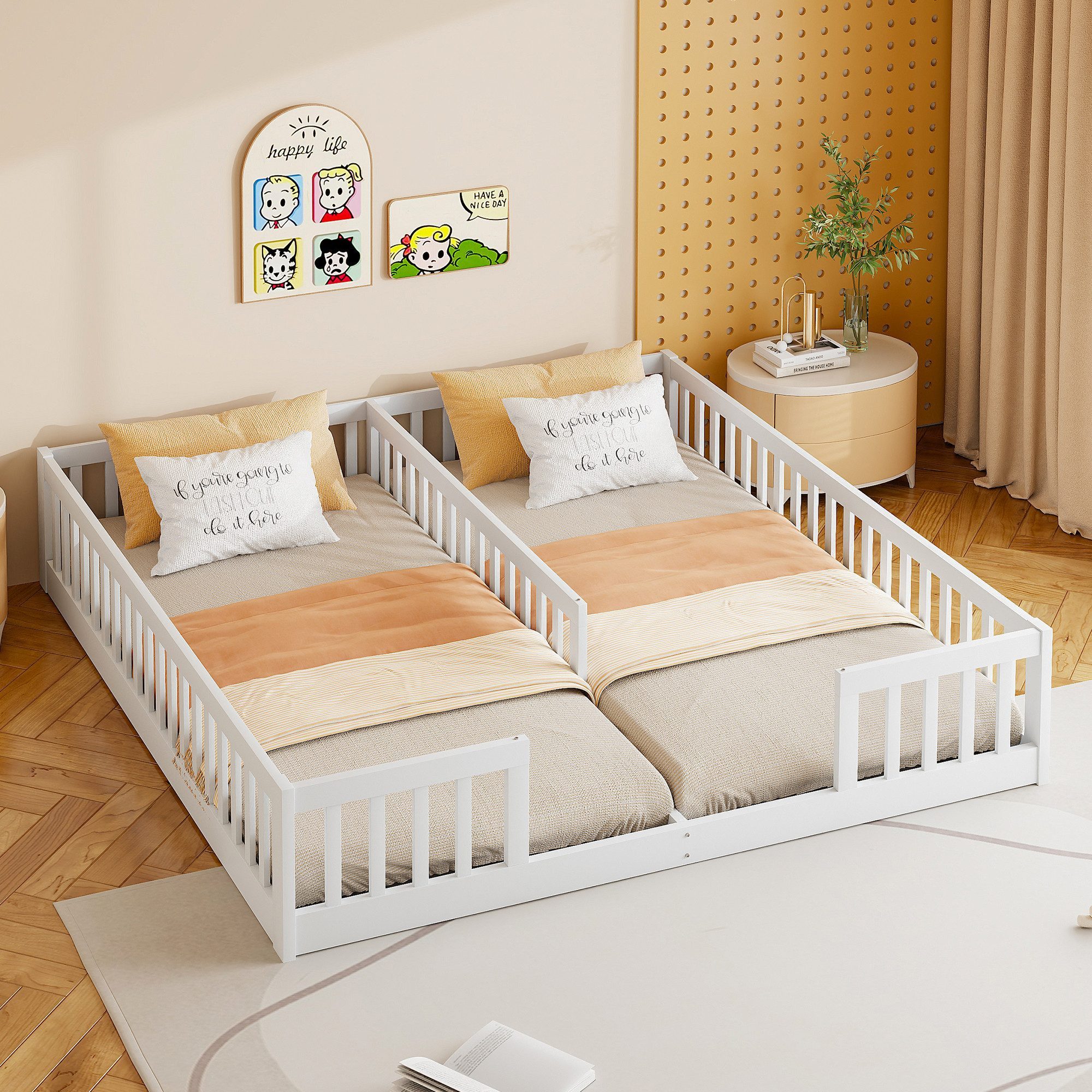 OKWISH Polsterbett Kinderbett,Doppelbett (Kinderbett,für Kinder Mit Gelände günstig online kaufen