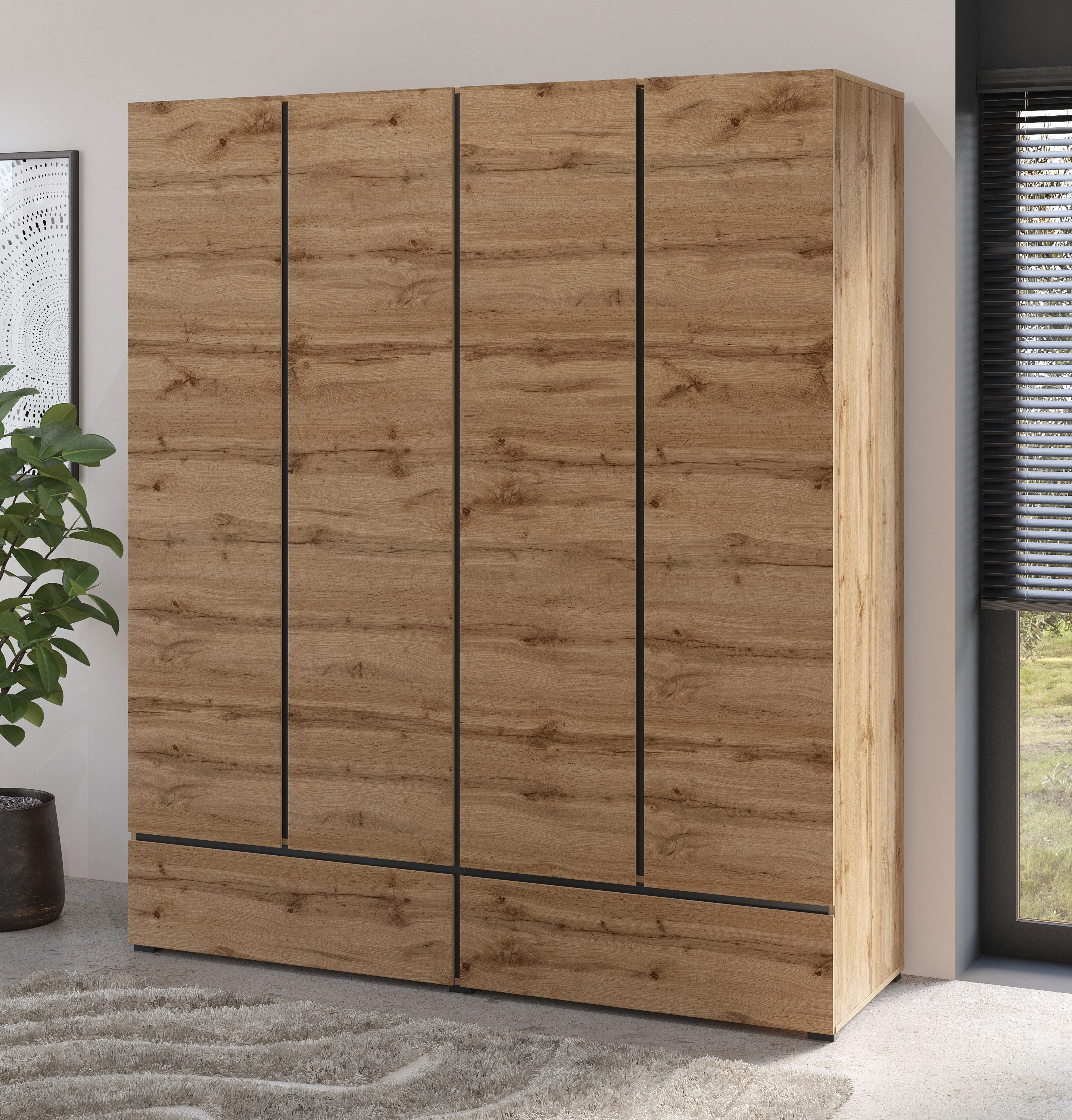 OTTO home Kleiderschrank Cross, moderner griffloser Kleiderschrank Wäschesc günstig online kaufen