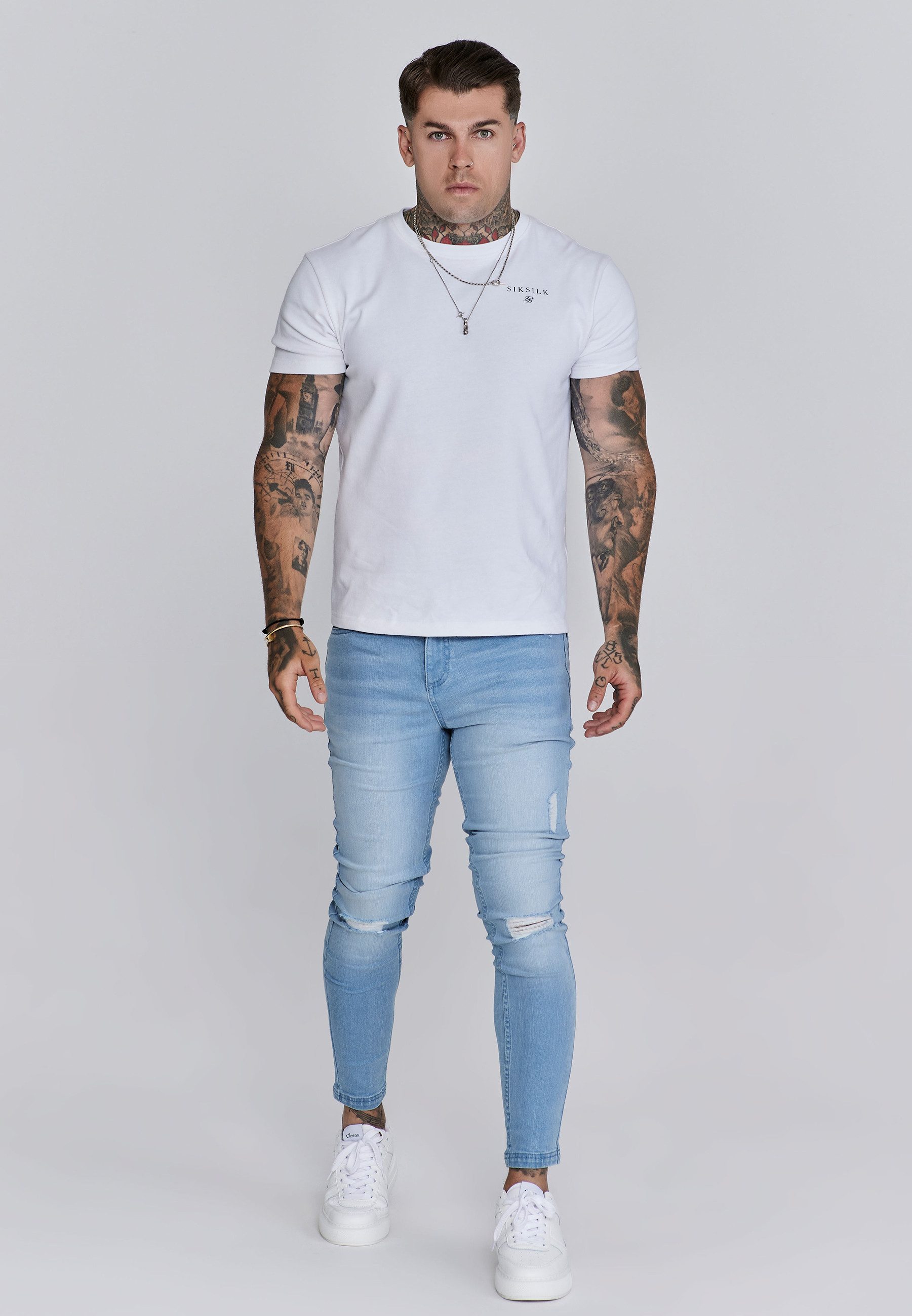 Siksilk Skinny-fit-Jeans SikSilk Herren Blaue Distressed günstig online kaufen