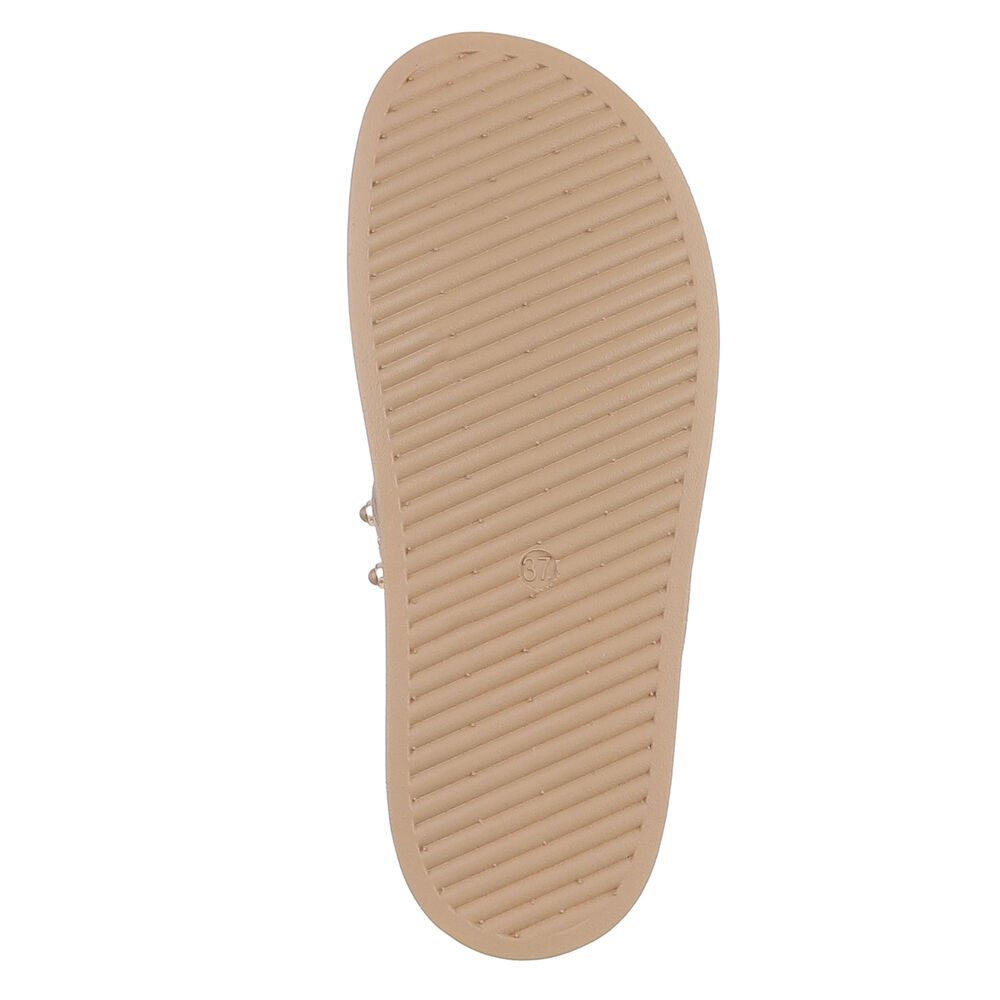 Ital-Design Damen Sandale mit Nieten und Schnallenverschluss Pantolette (91848965) Flach Pantoletten in Hellbraun