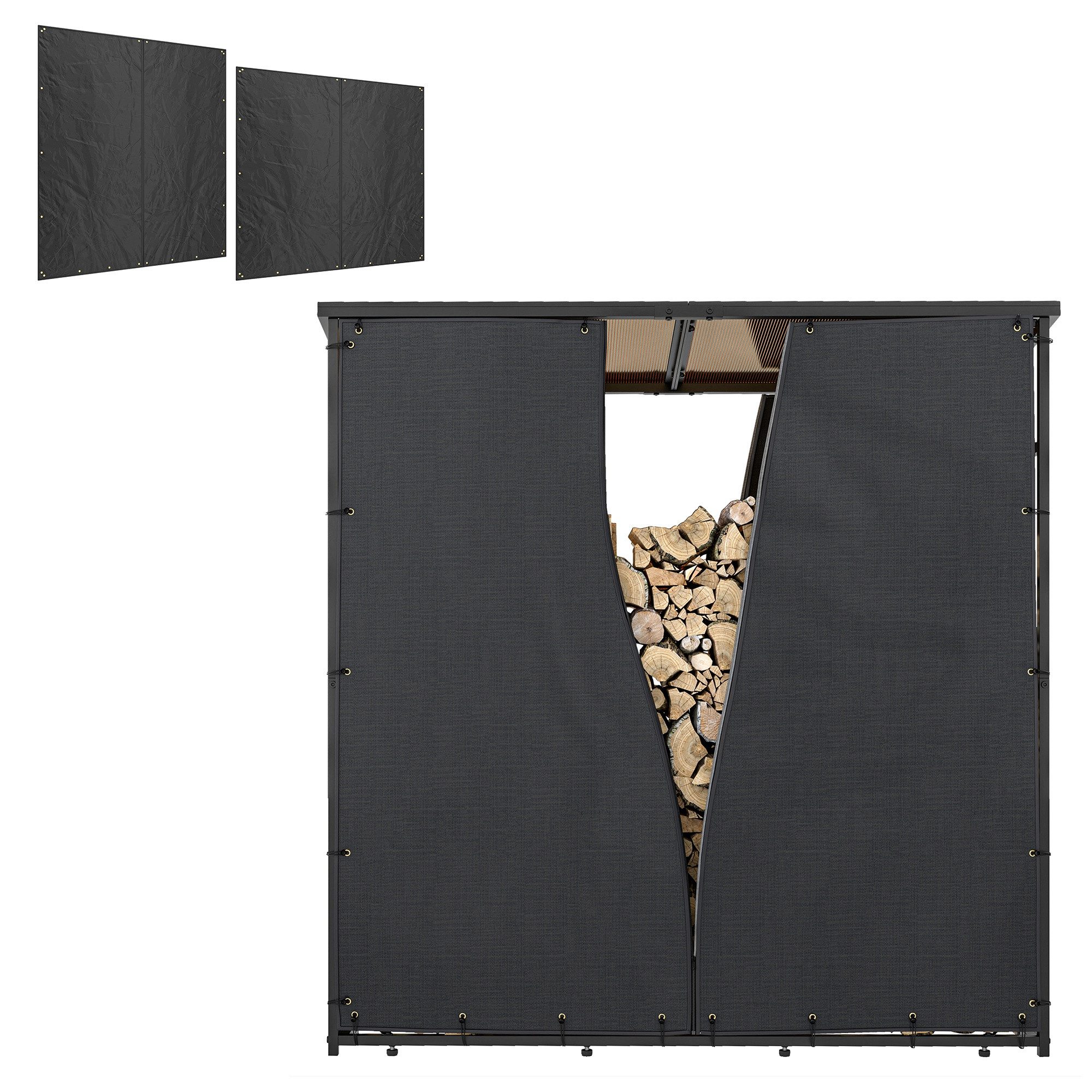 Outsunny Kaminholzregal 2er-Set, 174 cm, Wasserdicht 600D Oxford, UV-Schutz günstig online kaufen