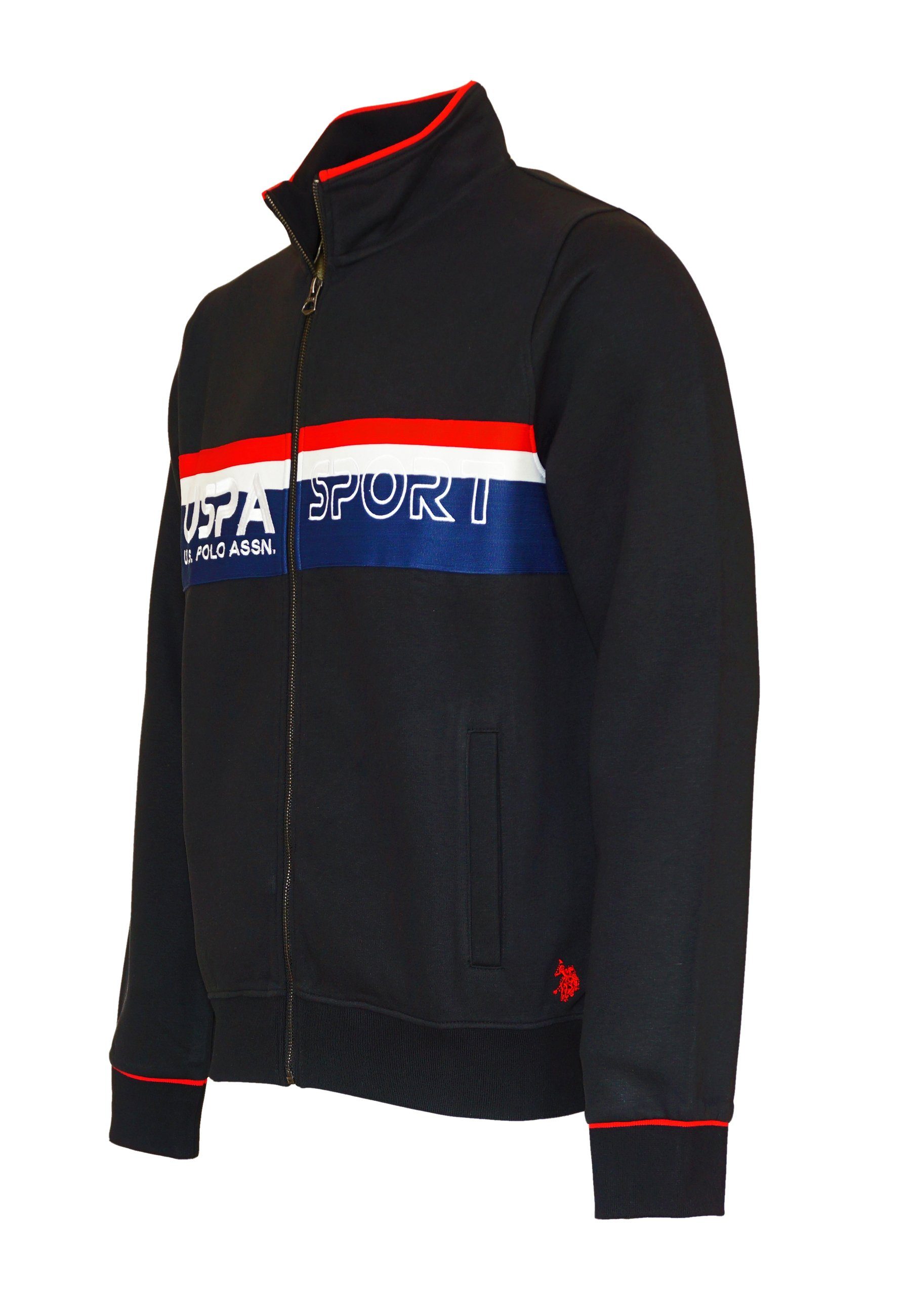 schwarz Assn USPA (1-tlg) Jacke Sweatjacke Sweatjacke U.S. Sport Polo