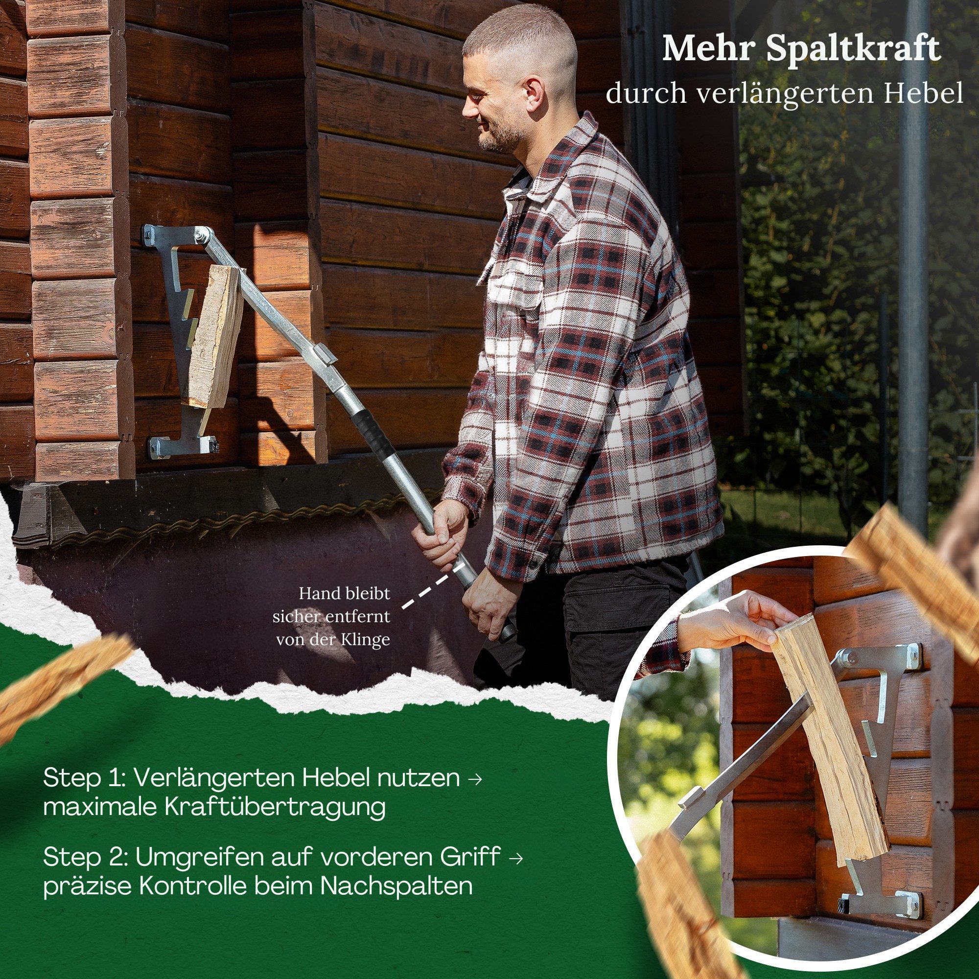 FORSTIX® Holzspalter manuell [Wandmontage] mechanischer Handholzspalter Spa günstig online kaufen