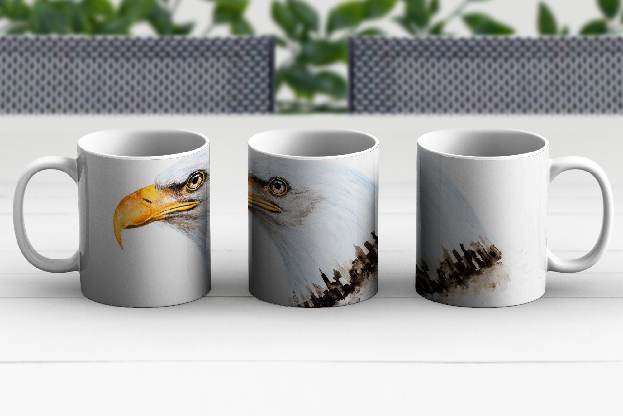 MuchoWow Tasse Adler - Vogel Teetasse, Keramik, Kaffeetassen, Aquarell, Geschenk Teetasse, - Becher