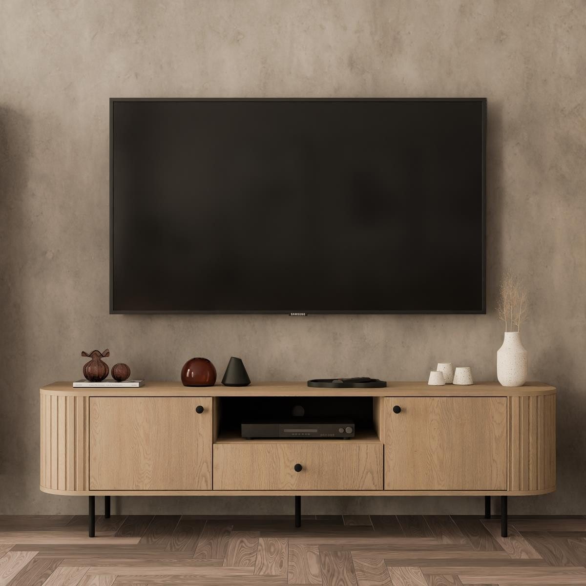 Compleo TV-Schrank 180 cm breit Eiche cremona, Elegant design, Natural, Low günstig online kaufen