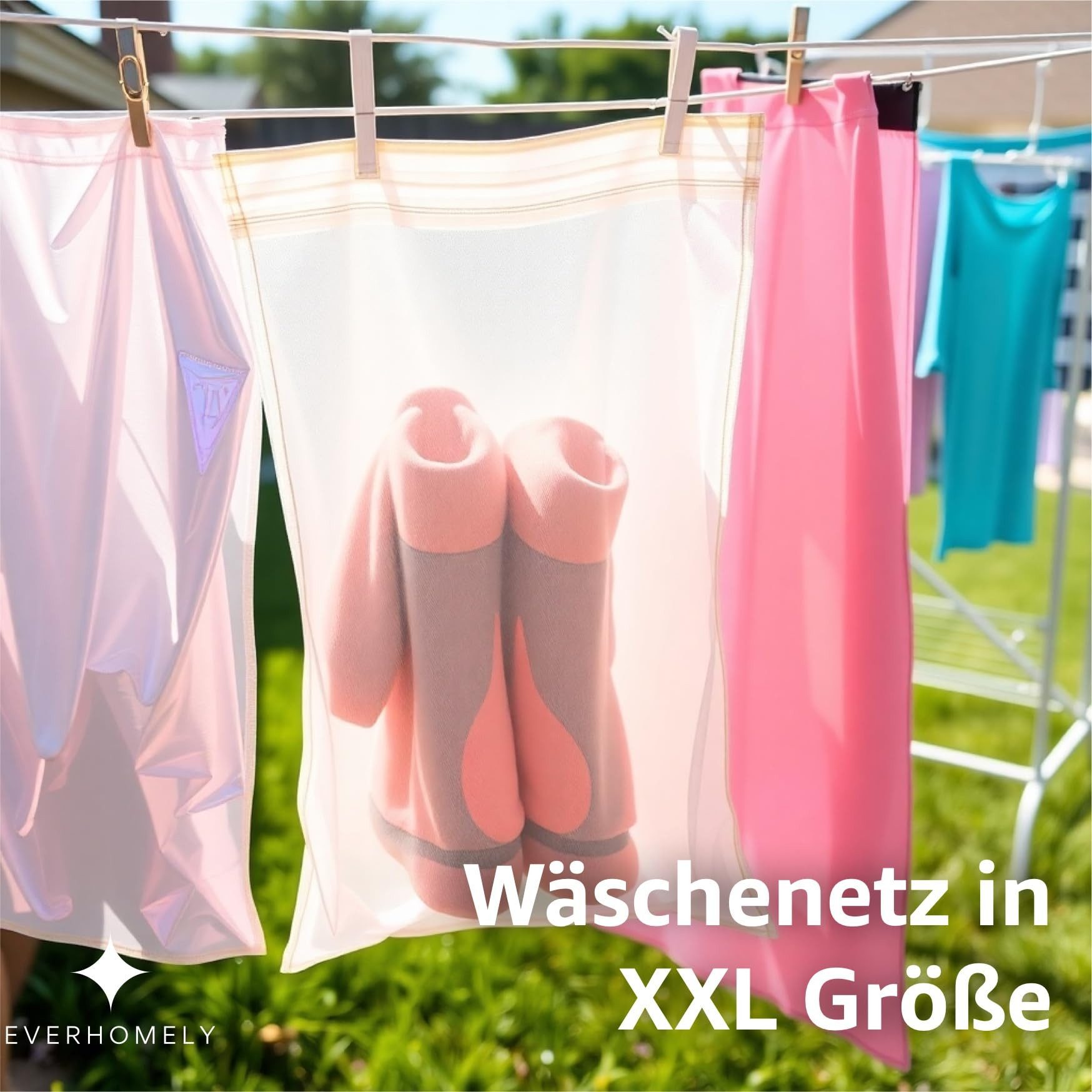Everhomely® Wäschenetz 2x XXL Wäschenetz Set 60x90 cm - Waschsack mit Reißverschluss,(Set, 2-St., 2 Stück), XXL Größe - 60 x 90 cm