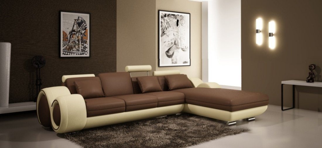 JVmoebel Ecksofa, Ecksofa Modern Ledersofa Design Wohnlandschaft Eck Sofa Couch