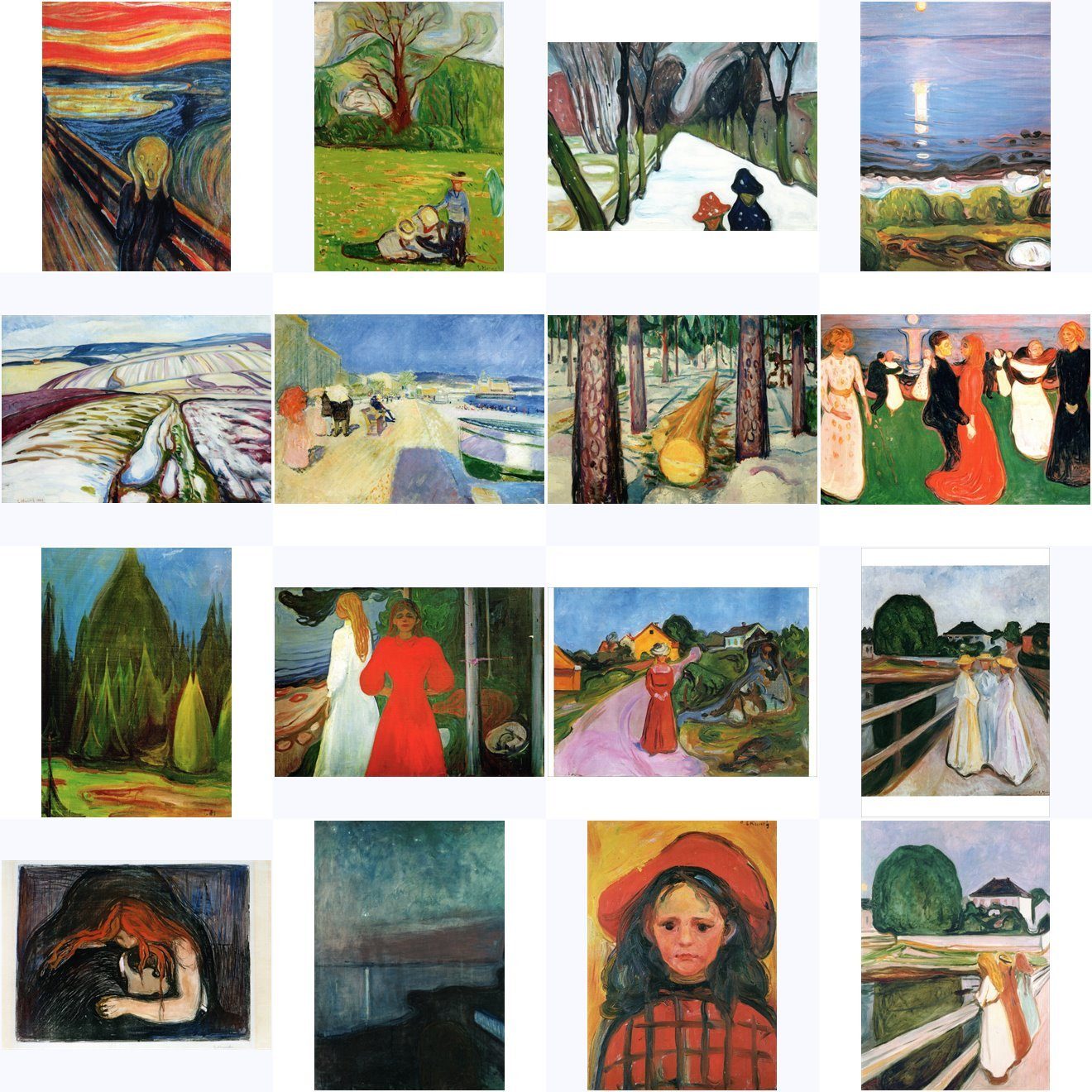 Postkarte Kunstkarten-Komplett-Set Edvard Munch