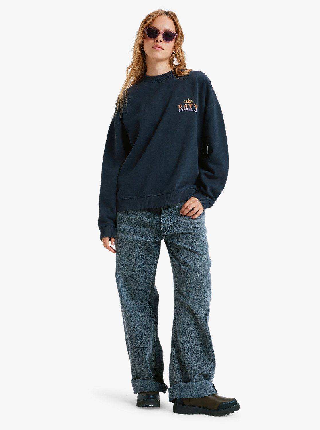 Roxy Rundhalspullover Lineup Oversized - Oversize-Sweatshirt mit Vintage-Wa günstig online kaufen
