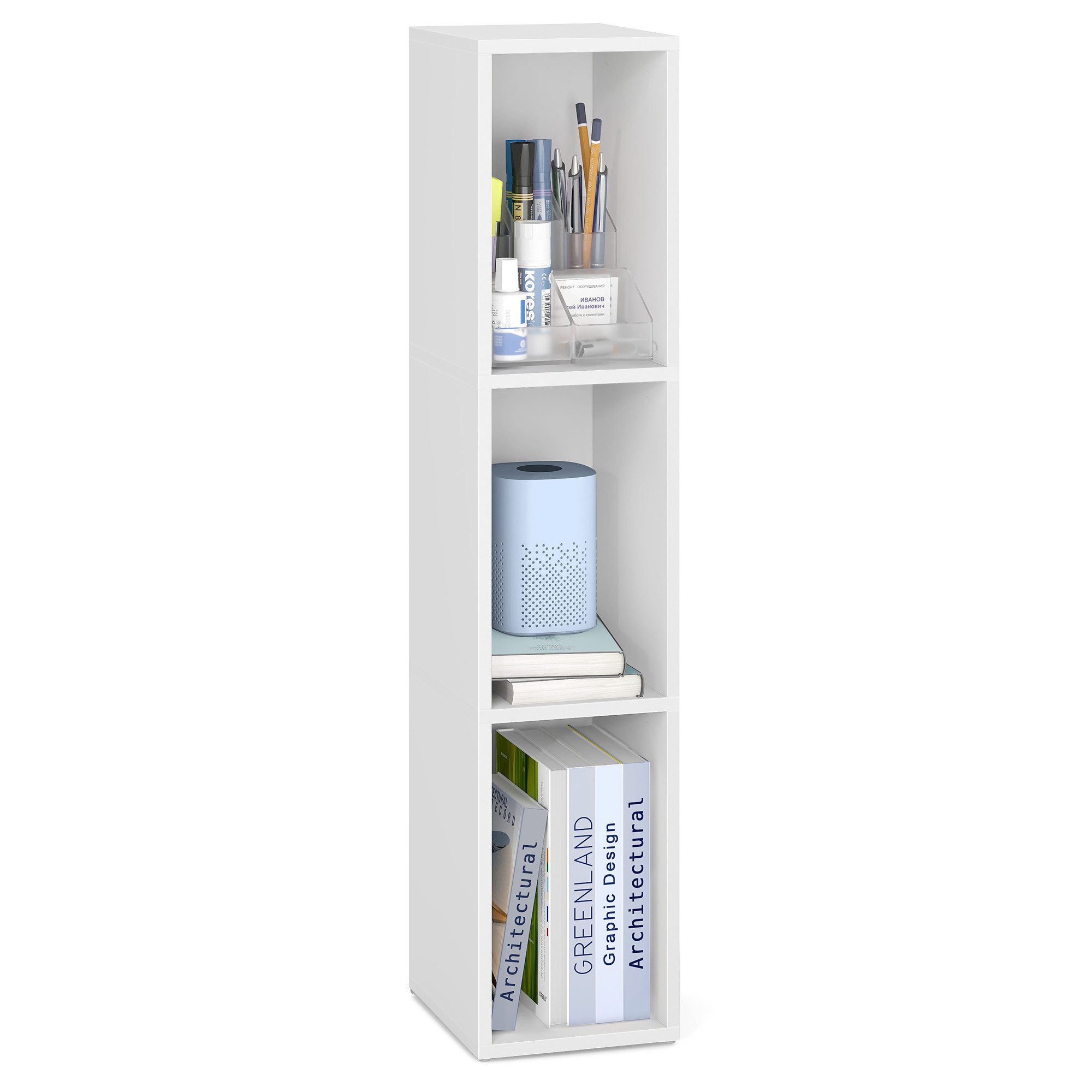 VASAGLE Bücherregal mit verstellbaren Ablagen, für Wohnzimmer, Homeoffice, Schlafzimmer, 3-stöckiges Regal, offenes Aufbewahrungsregal, 24 x 20 x 94,8 cm