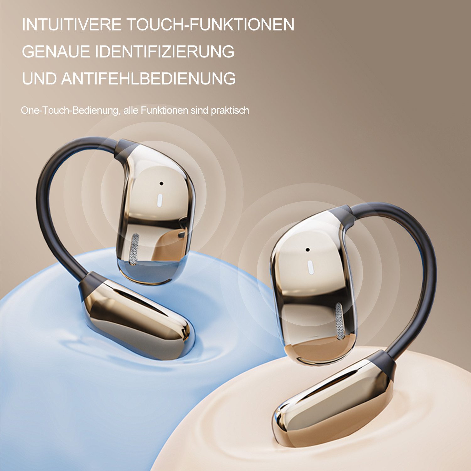 OYLCDI In Ear Kopfhörer Bluetooth 5.4 Sport-Kopfhörer,mit Touchscreen Open-Ear-Kopfhörer (Luftleitungs Kopfhörer mit Klare Anrufqualität und Intelligente Bassop – Bild 3 von 5