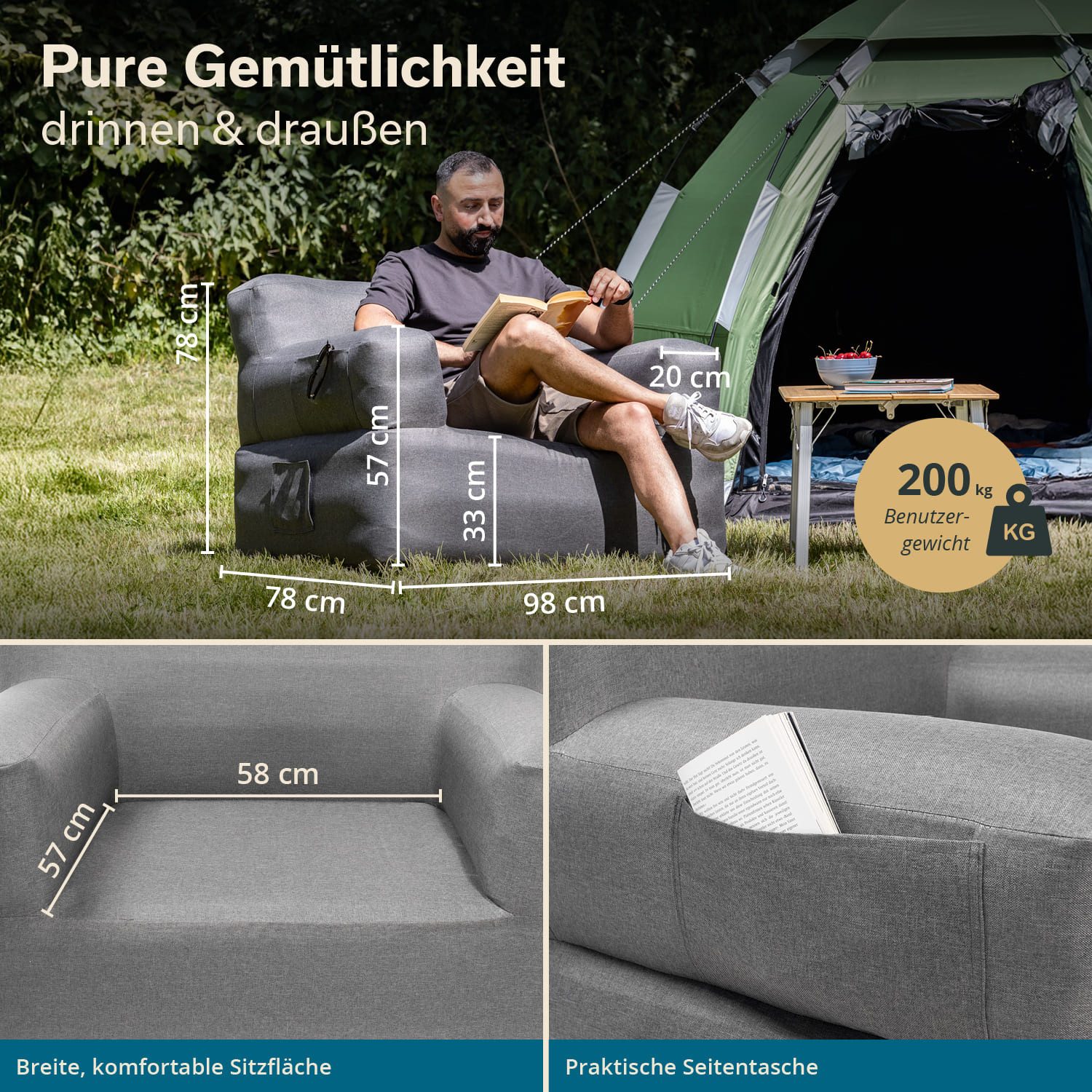 Skandika Luftsofa Easy Air Premium, Aufblasbares Sofa Outdoor, (mit Trageta günstig online kaufen