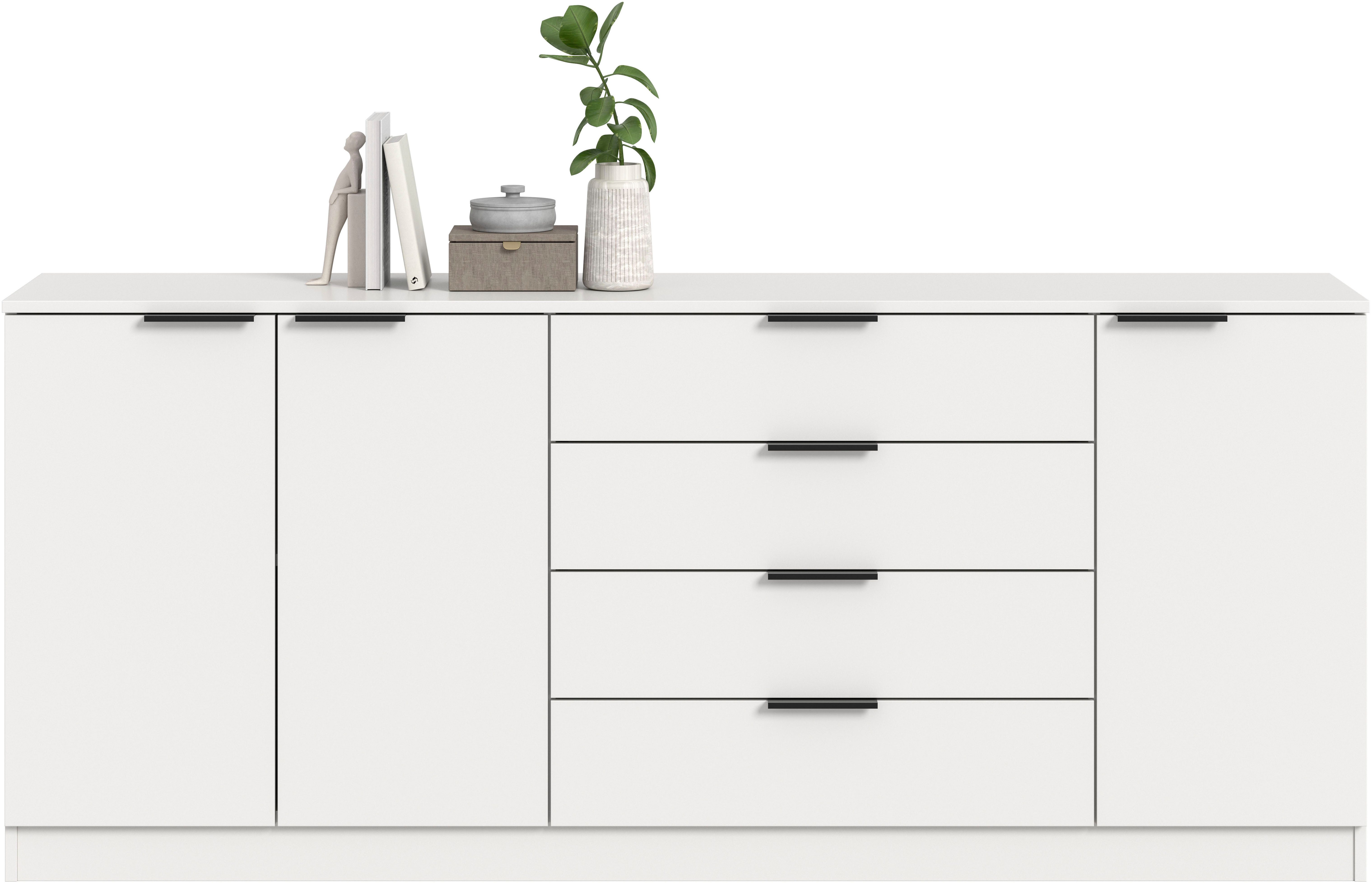 Home affaire Sideboard SKARDE, Breite 185 cm, 4 Schubkästen, 3 Türen, viel Stauraum (in verschiedenen Farben und Breiten erhältlich, individuell einsetzbar), Kommode, Anrichte, Schubkastenkommode, Schuhschrank, Schrank