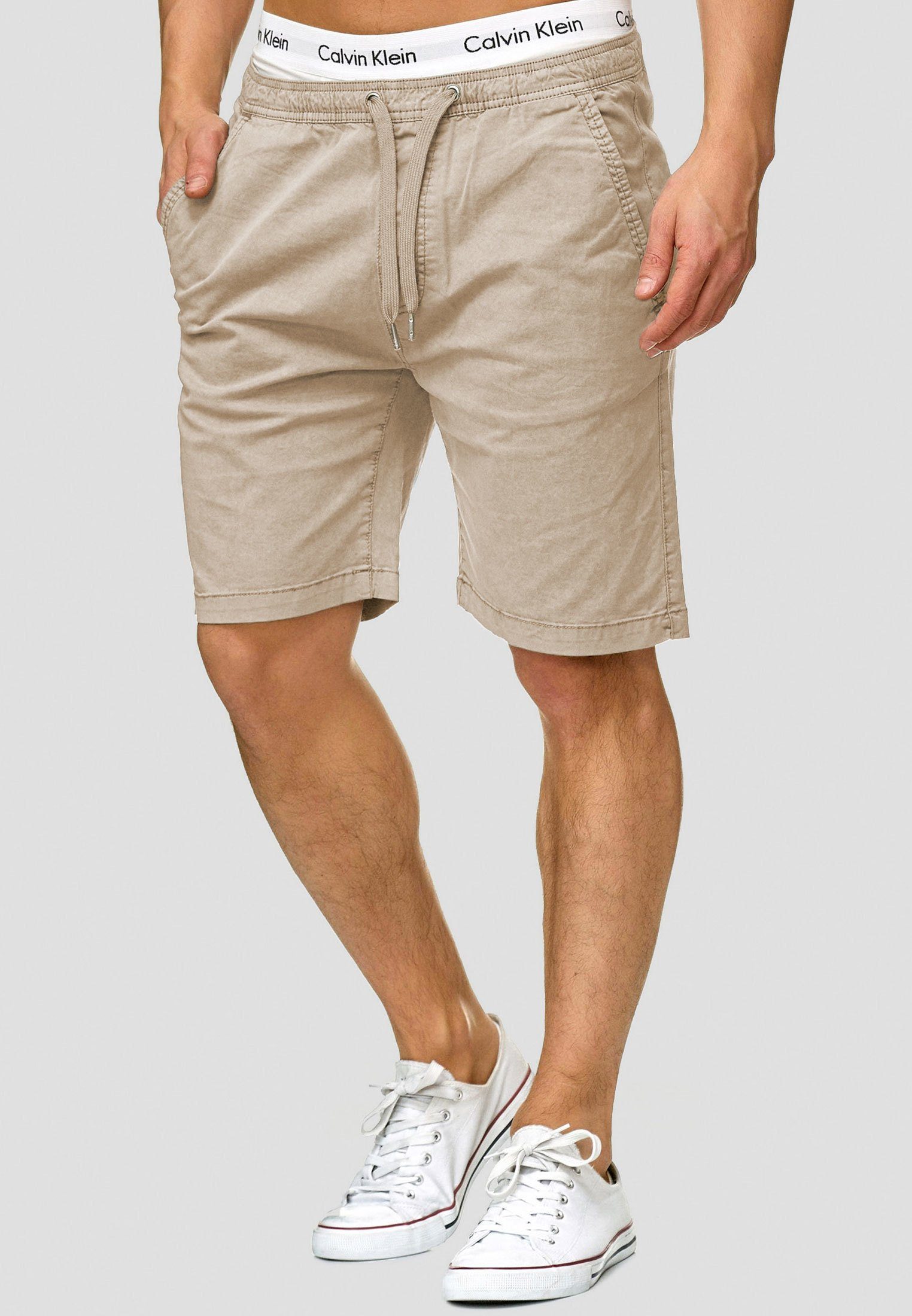 Indicode Chinoshorts Herren Kelowna Chino Shorts Herrenshorts mit elastischem Bund und Kordelzug