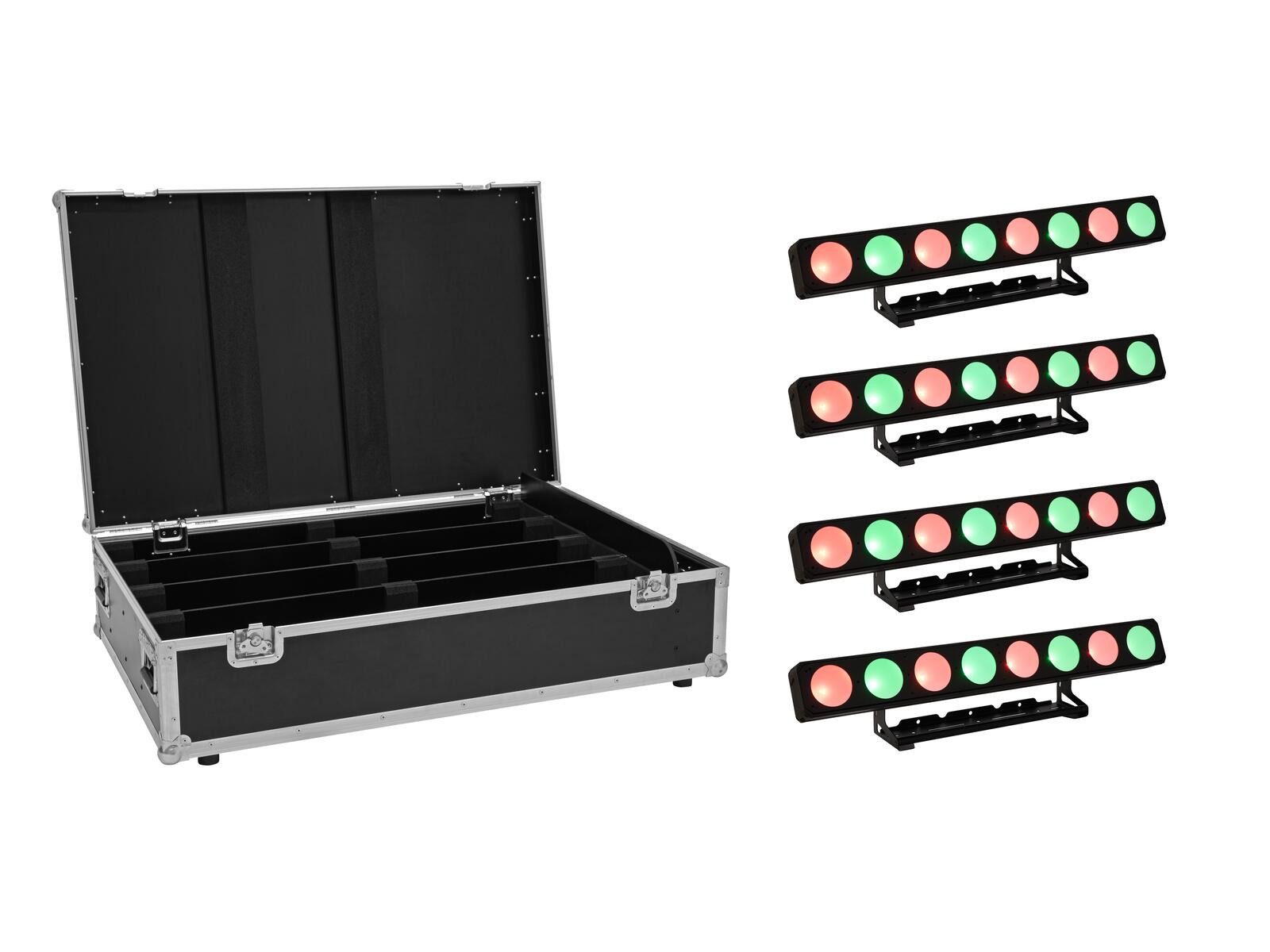 Discolicht EUROLITE Set 4x LED PMB-8 COB QCL 30W Leiste + Case