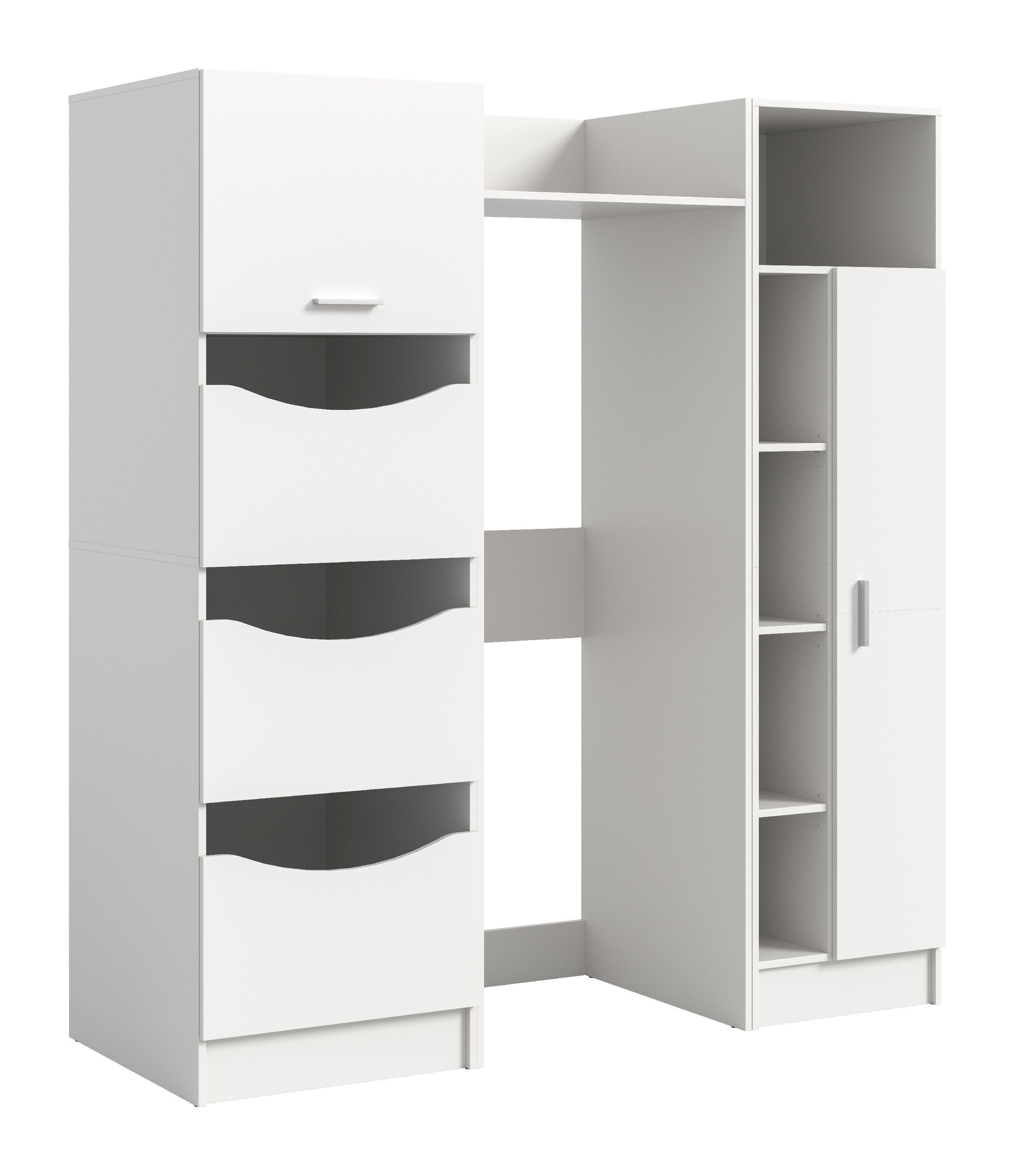 xonox.home Aufsatzschrank (3tlg. Set inkl. Wäscheschrank, Waschmaschinenschrank, Universals) weiß Nachbildung Melamin beschichtet modern 176x195x68 cm