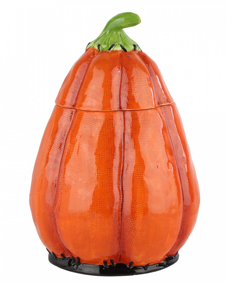 Horror-Shop Dekoobjekt Stitched Pumpkin Behälter als Halloween Tischdeko