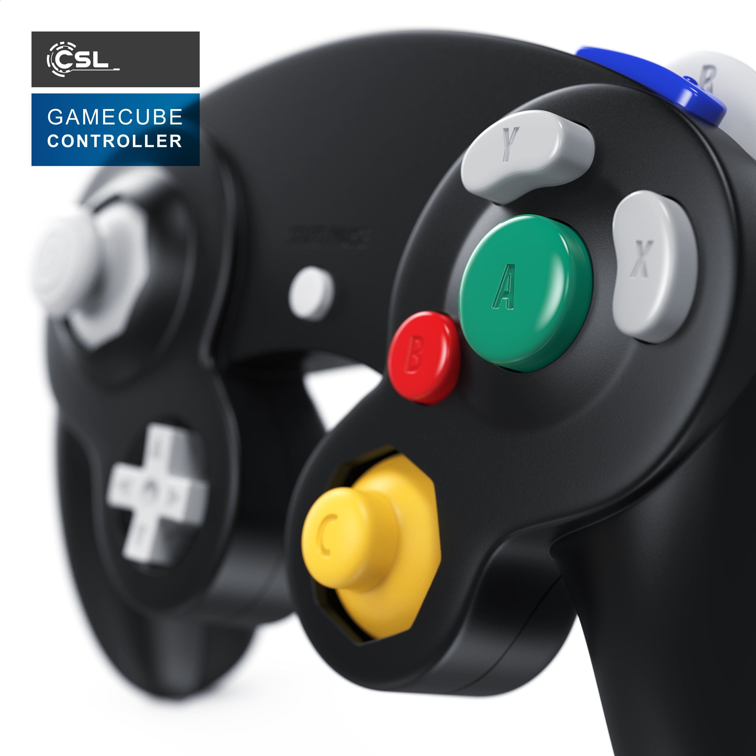 CSL Gamepad/ Joypad für Nintendo GameCube, Wii und Wii U, 1,5m Kabellänge Nintendo-Controller (1 St., Vibrationseffekt 5 Tasten 2 Analogtrigger, Steuerkreuz, Funktionstaste)