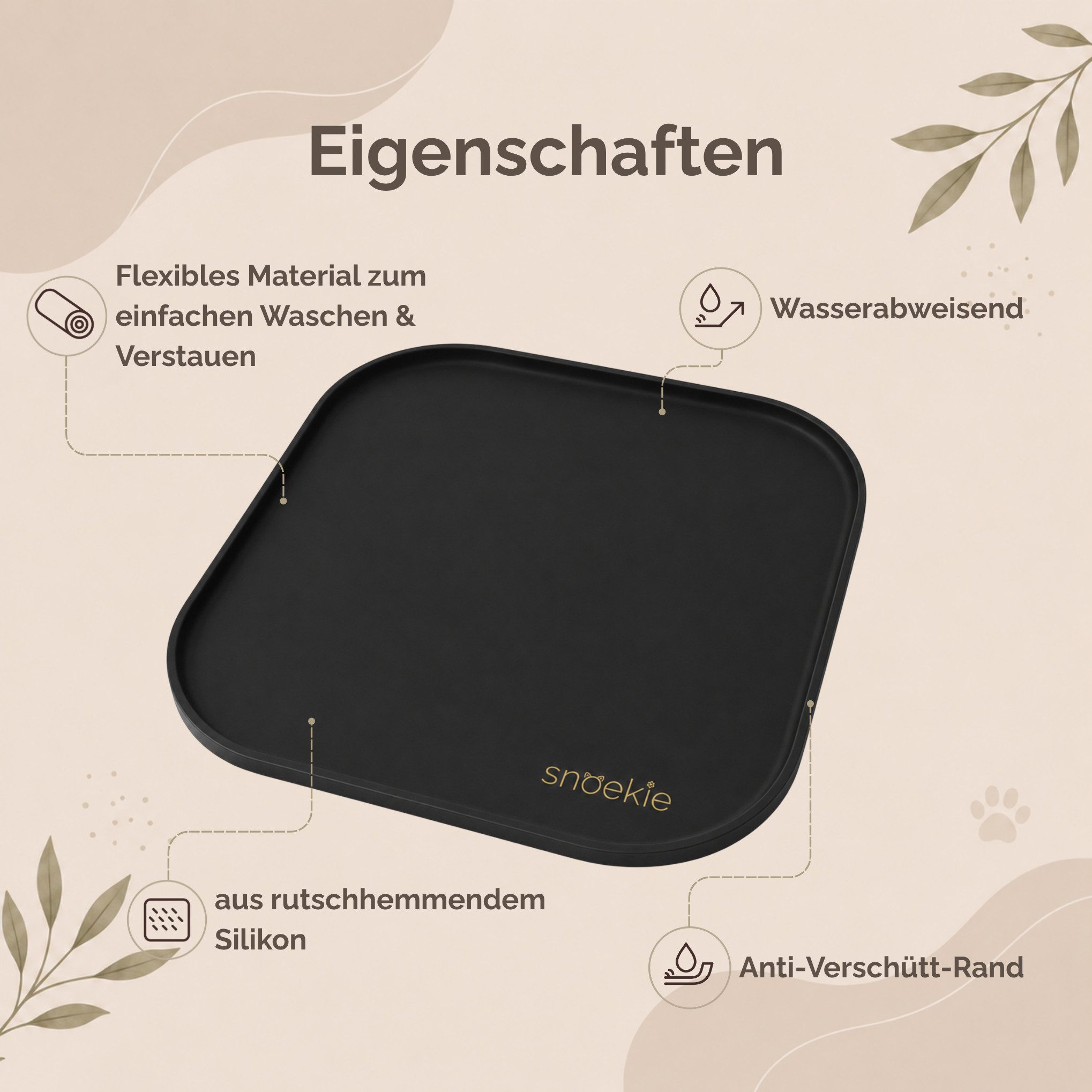 SNOEKIE Napfunterlage SNOEKIE Futtermatte Silikon für Hunde & Katzen 26 x 26 cm, 1-St.