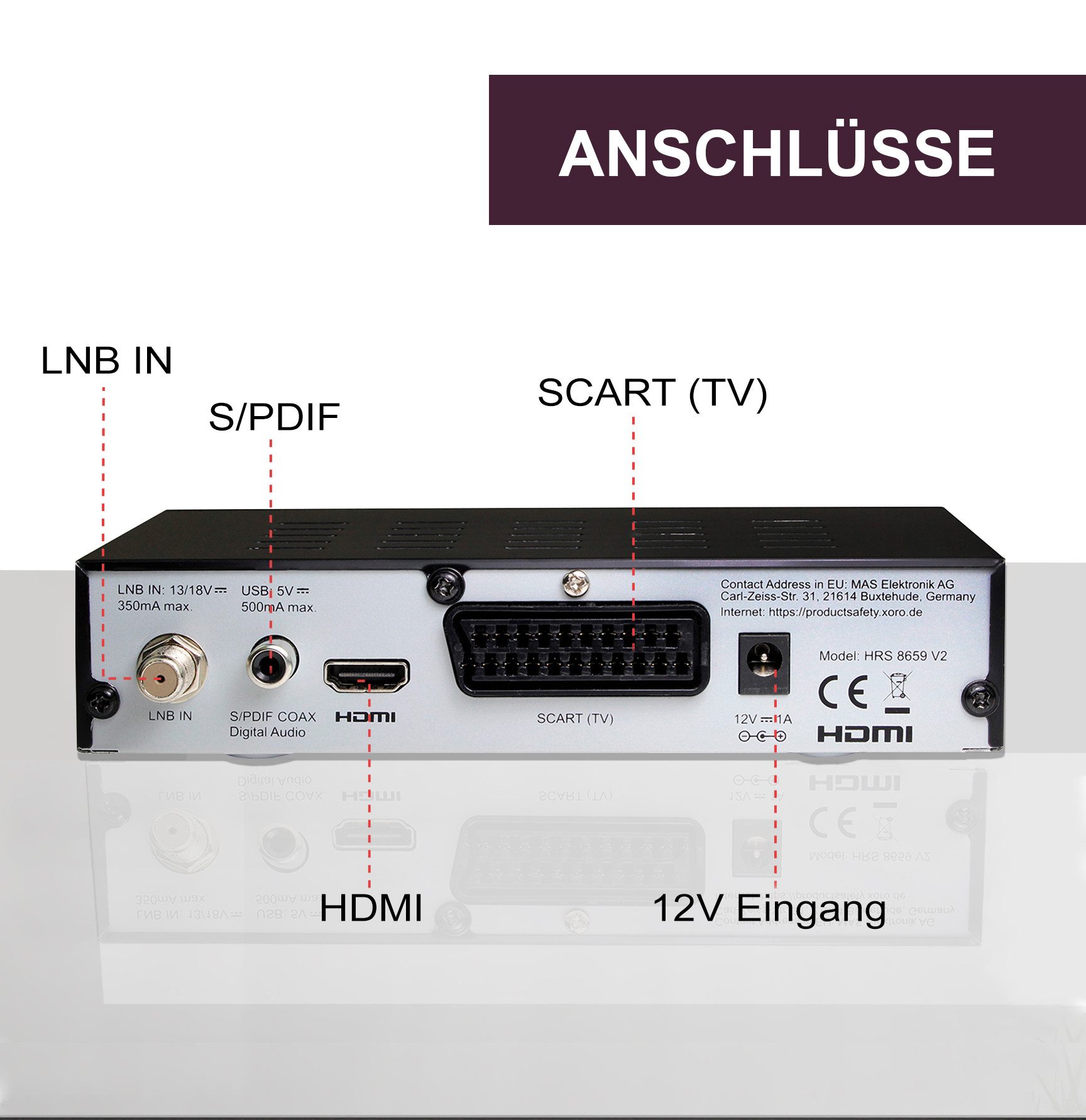 Xoro HRS 8659 V2 - HD DVB-S2 mit HDMI, SCART, USB-Mediaplayer SAT-Receiver (Unicable‑Unterstützung EN50494/EN50607 für moderne Sat‑Anlagen)