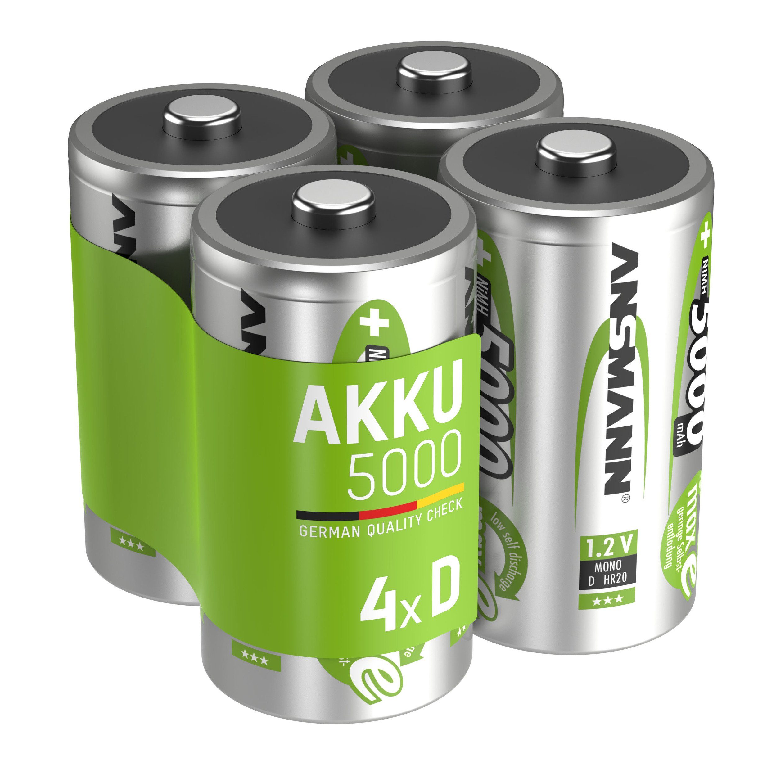 Akku D 5000mAh Mono NiMH 1,2V – 1000x wiederaufladbar (4 Stück) Akku
