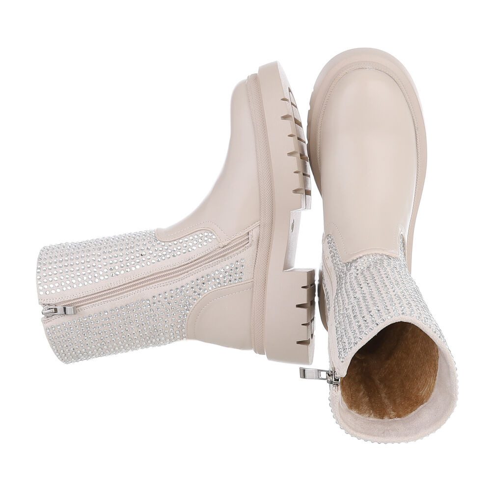 Ital-Design Damen Freizeit Plateaustiefelette (87124859) Blockabsatz Plateaustiefeletten in Beige