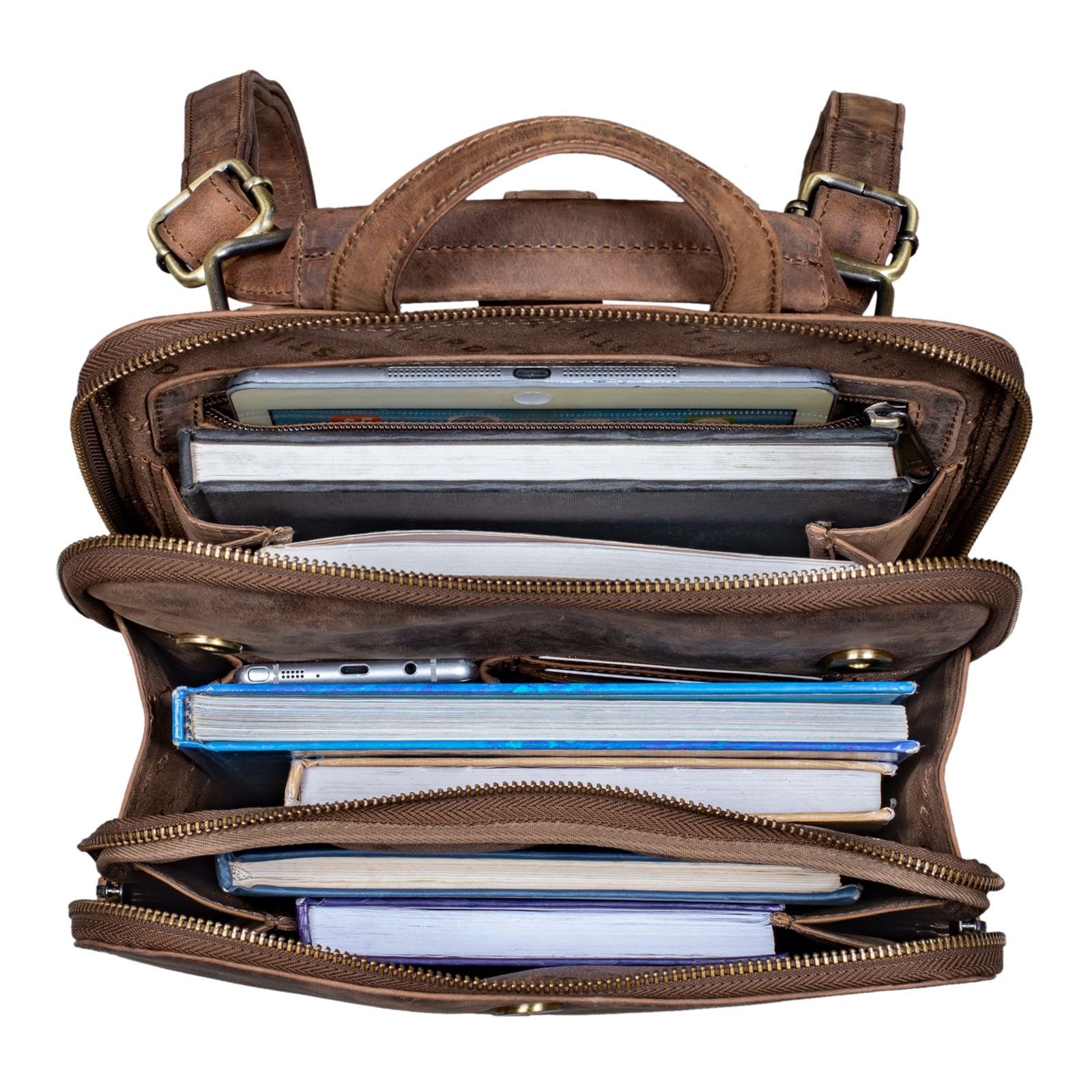 STILORD Notebook-Rucksack "Vienna" Rucksack Tasche aus Leder