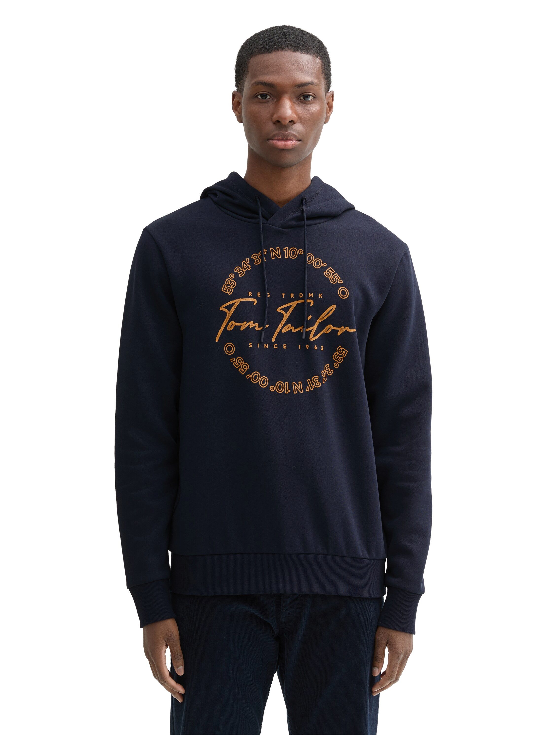 TOM TAILOR Herren Hoodie Mit Logo-Print - Bequemer Kapuzenpullover