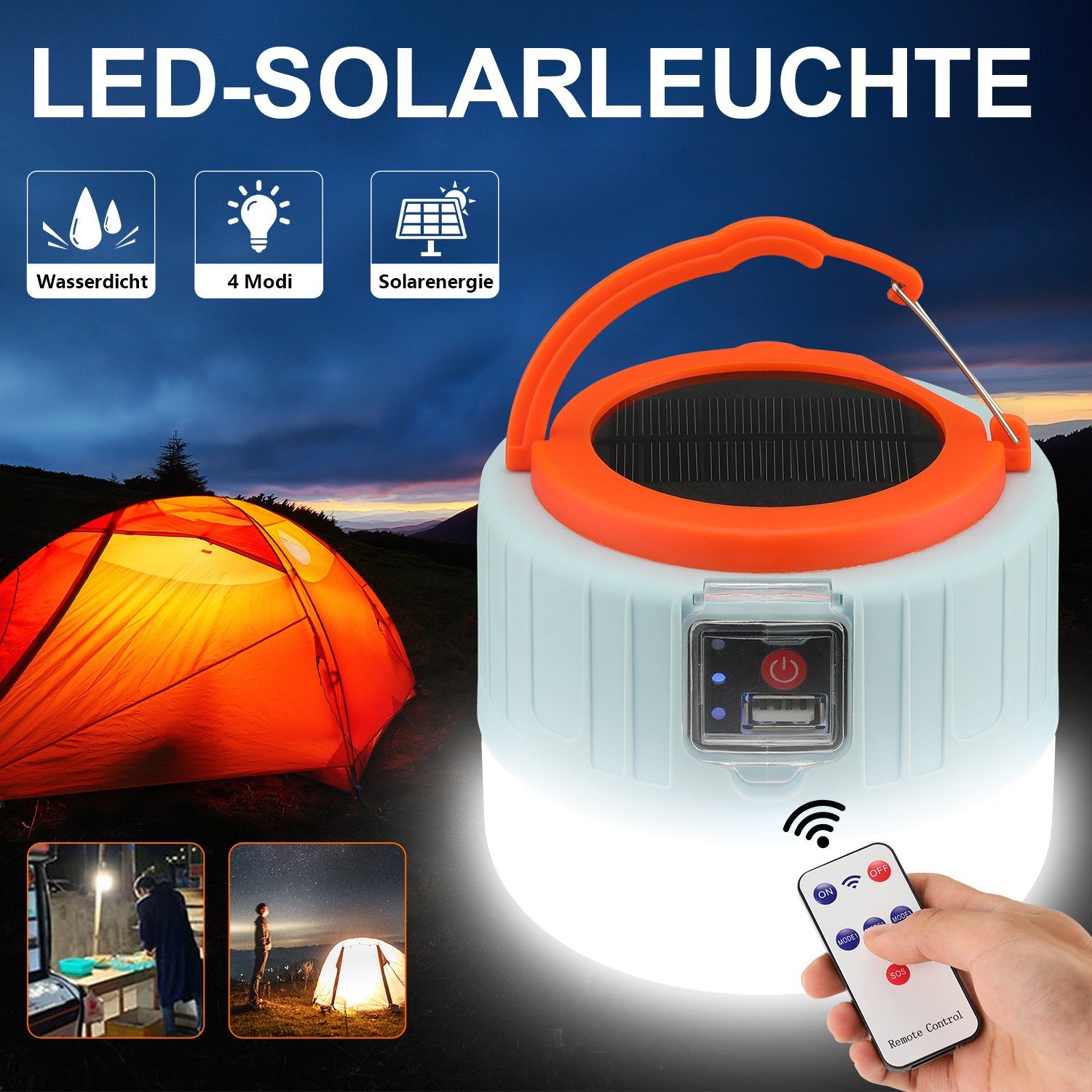 Tragbar LED Campinglampe Solarleuchte wiederaufladbare iscooter LED Laterne