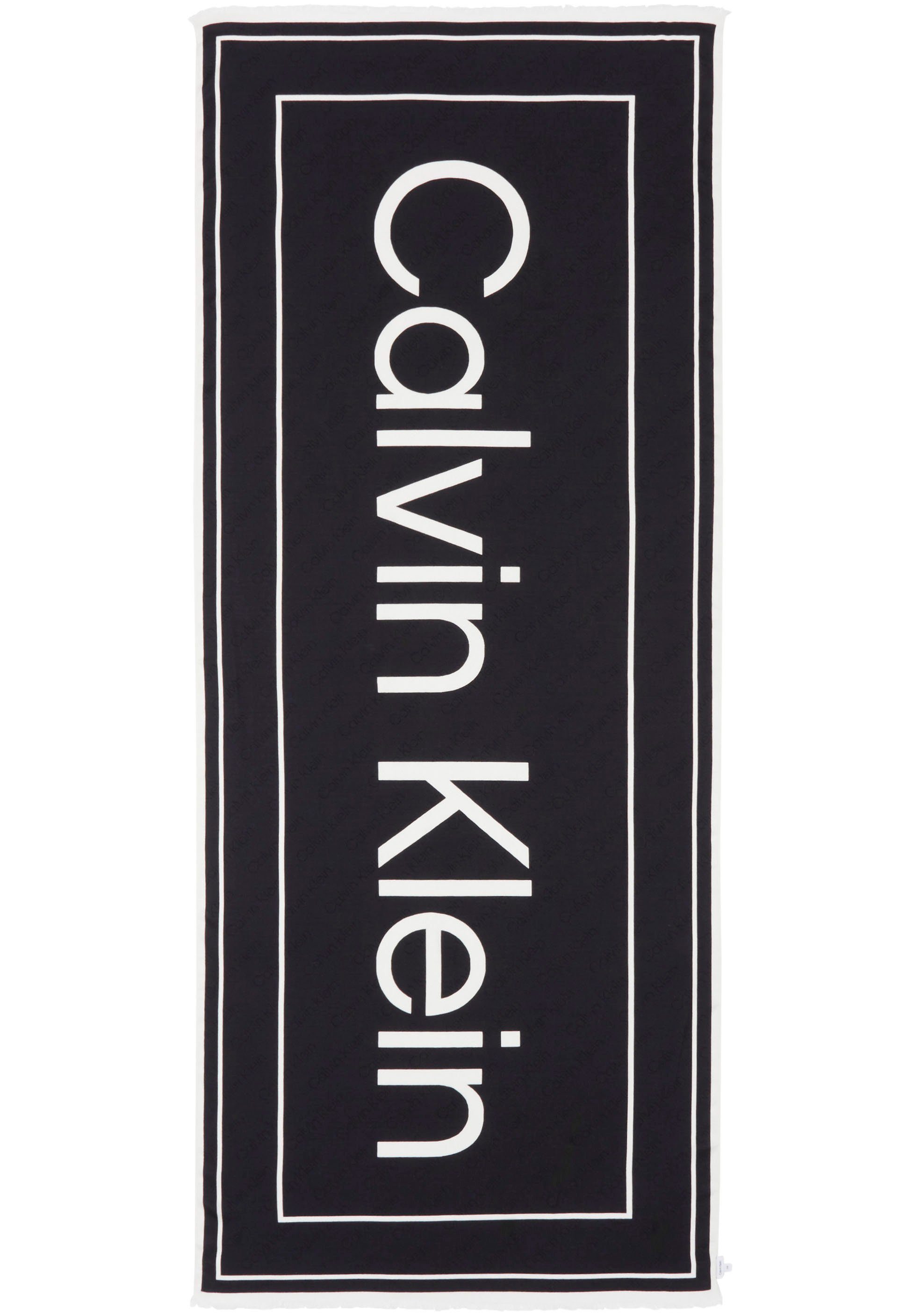 O/PRINT SCARF Schal Klein schwarz-weiß 70X180 JQ Calvin LOGO