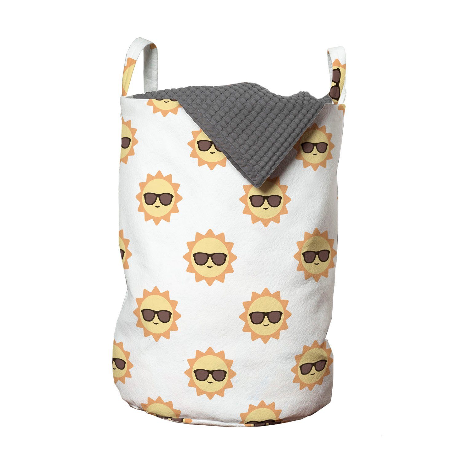 Abakuhaus Wäschesäckchen Wäschekorb Sonnen Sommer Lächeln tragen Waschsalons, mit für Griffen Brillen Kordelzugverschluss