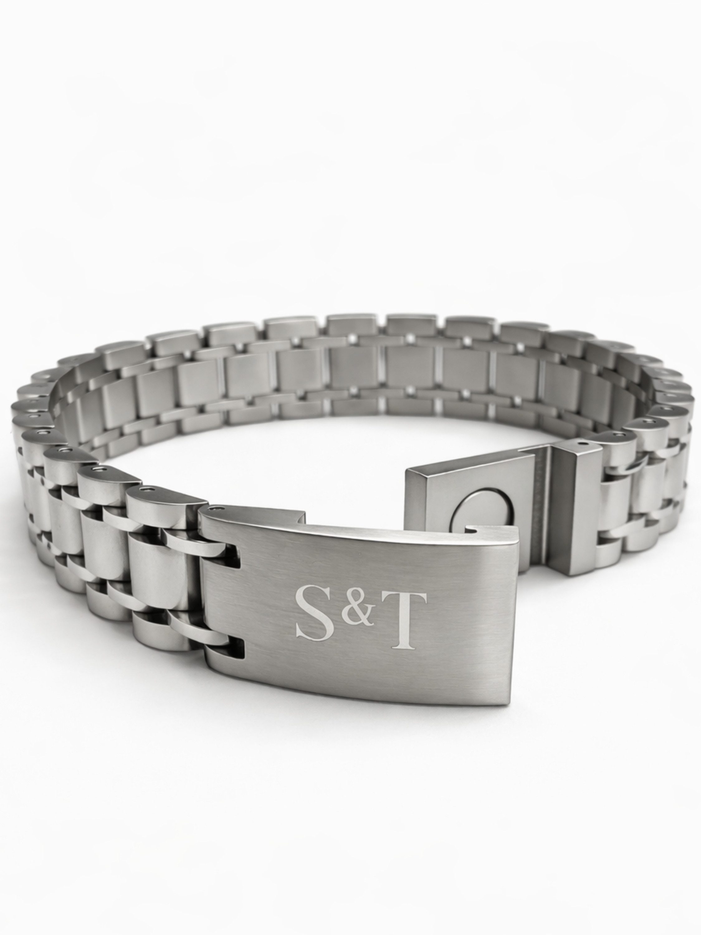 S&T Design Edelstahlarmband Herren Edelstahl Armband Metall Knebelverschluss verstellbar Silber (Solides 316L Edelstahl, 1-tlg., Herren Armband, mit Armbandkürzer), Knebelverschluss Armband für Herren Junge Geschenk für Mann Sohn Kind