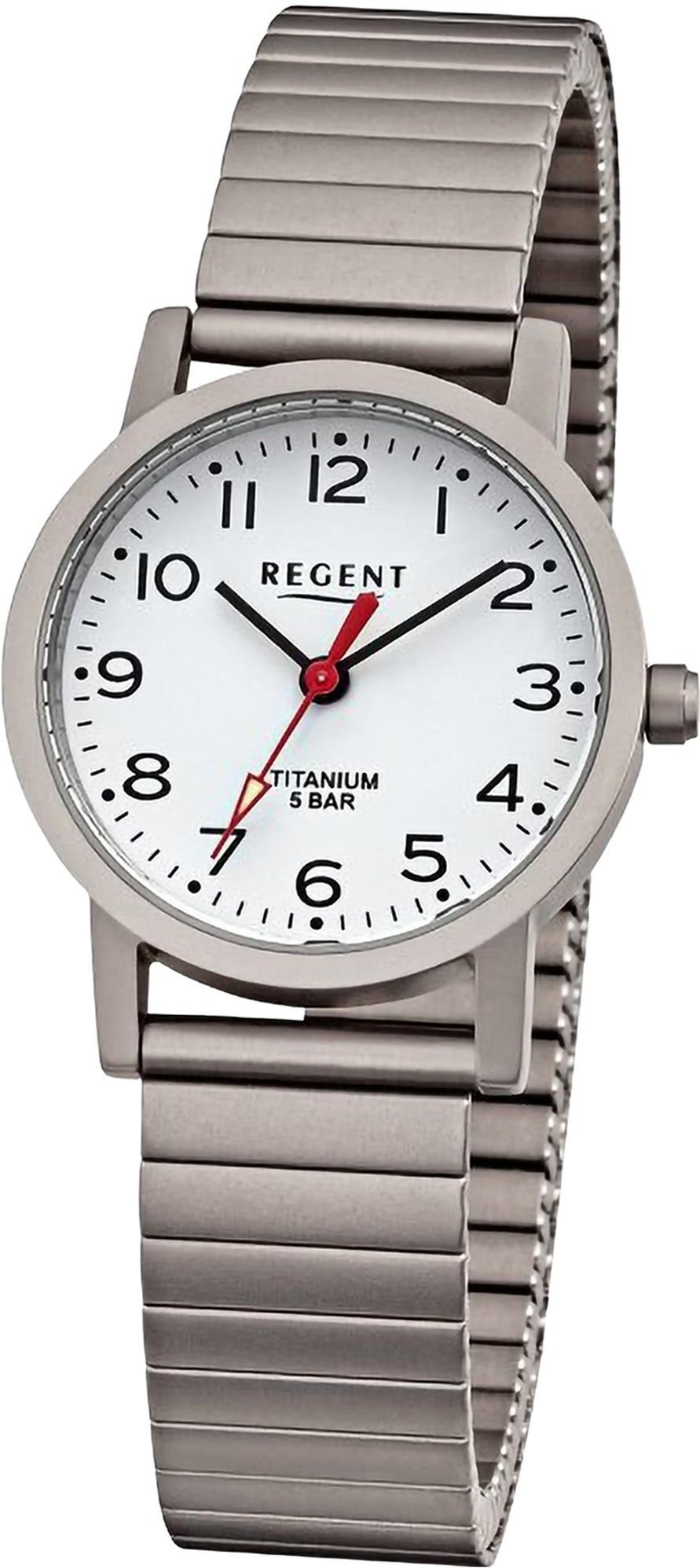 Edelstahlarmband Regent Damen Analog, 27mm), extra rund, Armbanduhr groß (ca. Damen Armbanduhr Regent Quarzuhr