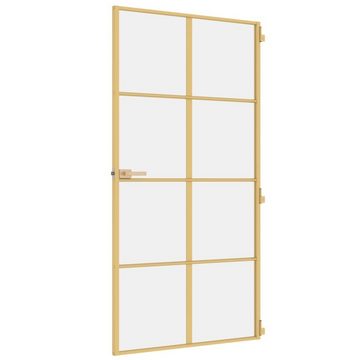 vidaXL Haustür Innentür Zimmertür Glastür Schlank Golden 102,5x201,5 cm Hartglas und