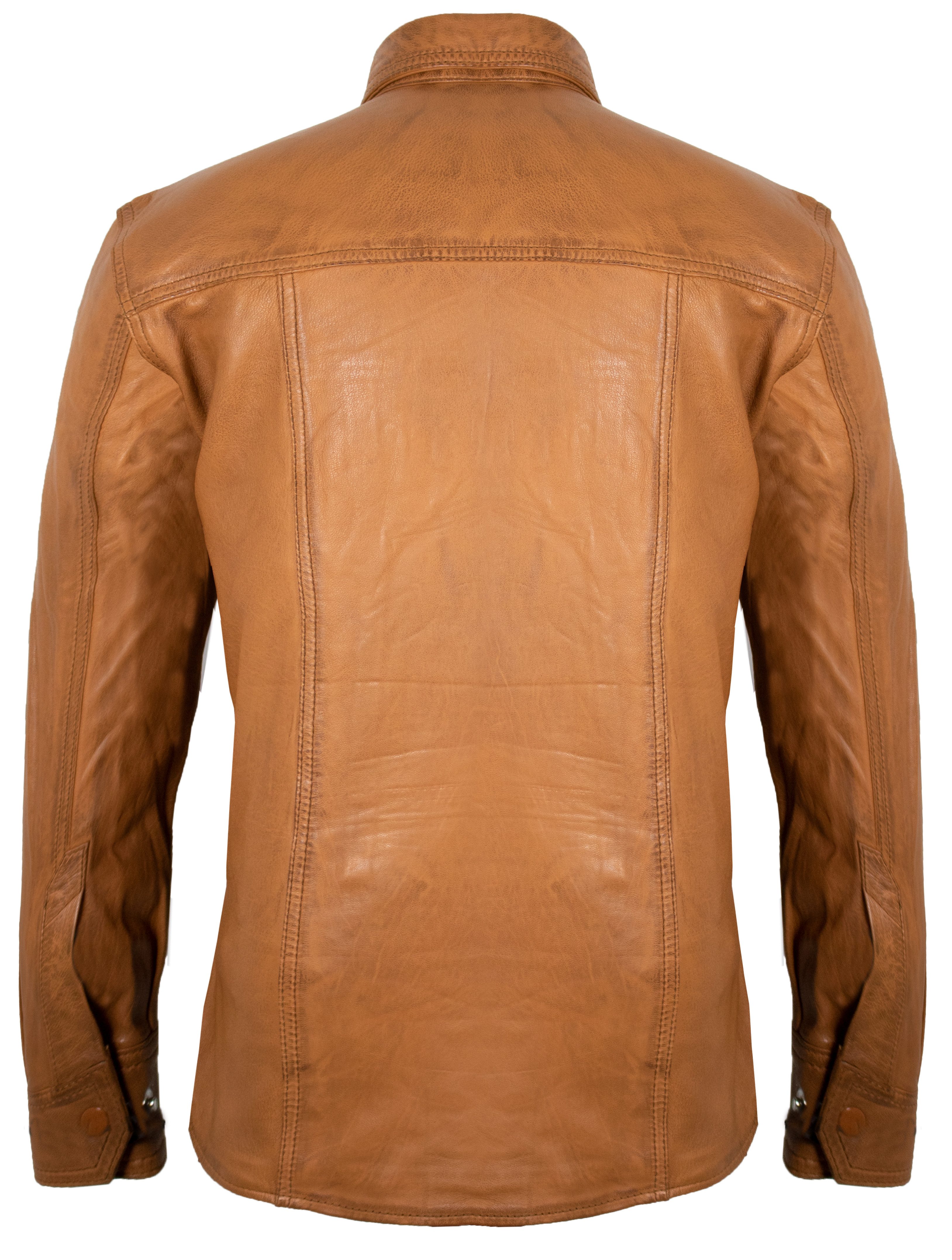 MDM Langarmhemd Herren Lederhemd aus weiches Lamm Nappa Leder günstig online kaufen