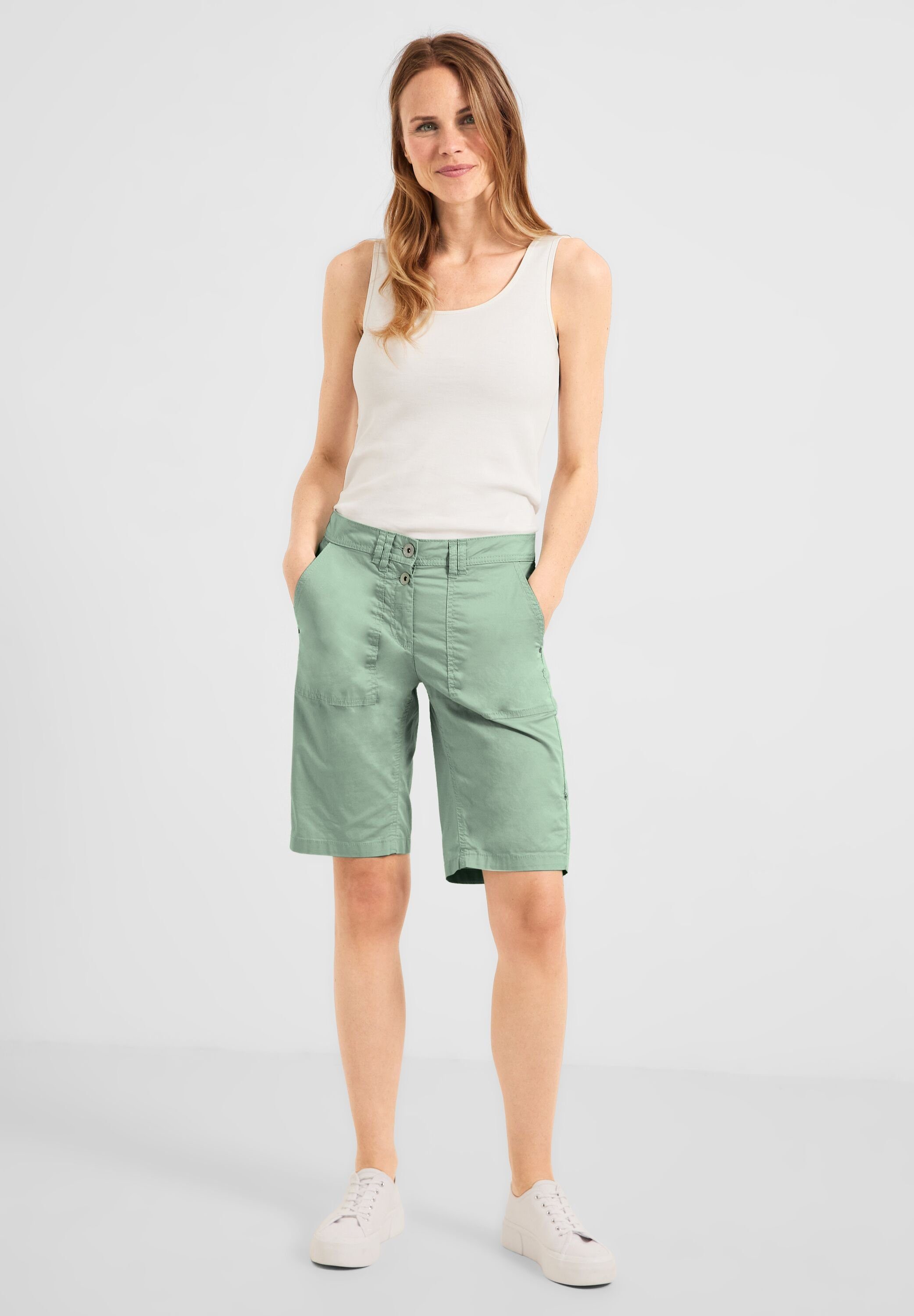 Baumwolle green aus Cecil salvia Stretchanteil fresh Shorts mit