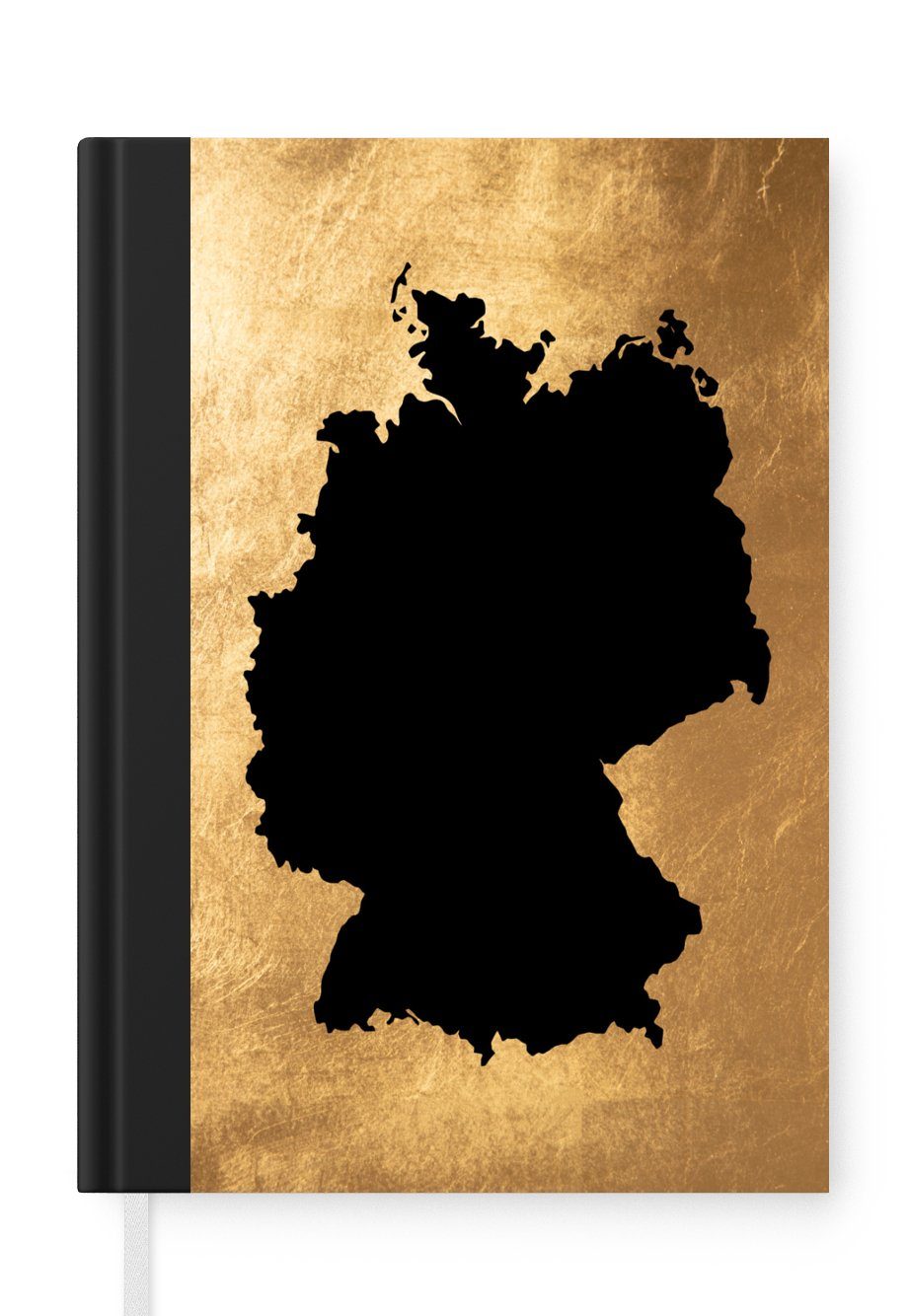 MuchoWow Notizbuch Karte Europa - Deutschland - Schwarz, Journal, Merkzettel, Tagebuch, Notizheft, A5, 98 Seiten, Haushaltsbuch