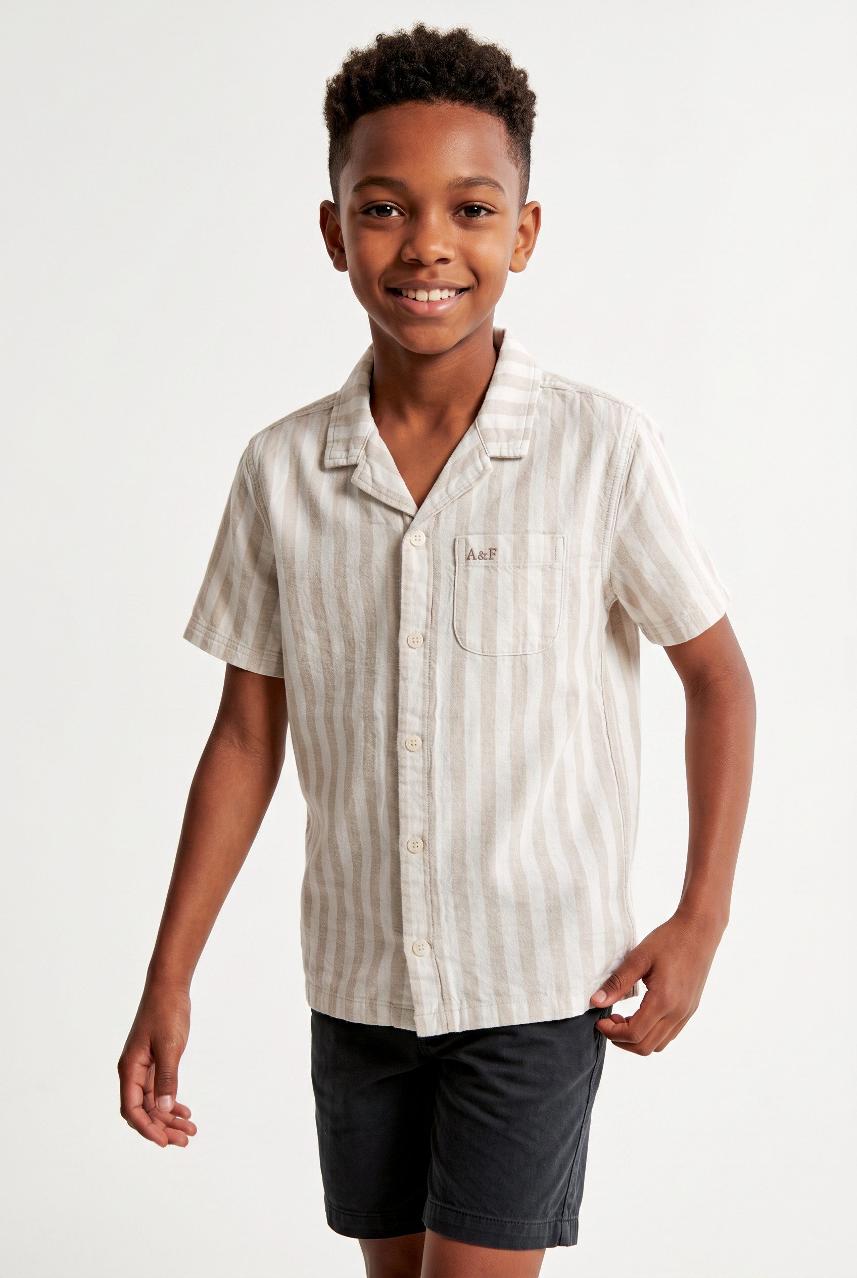 Abercrombie Kids Leinenhemd AFB LINEN CAMP SHIRT im Streifen-Design, for Boys