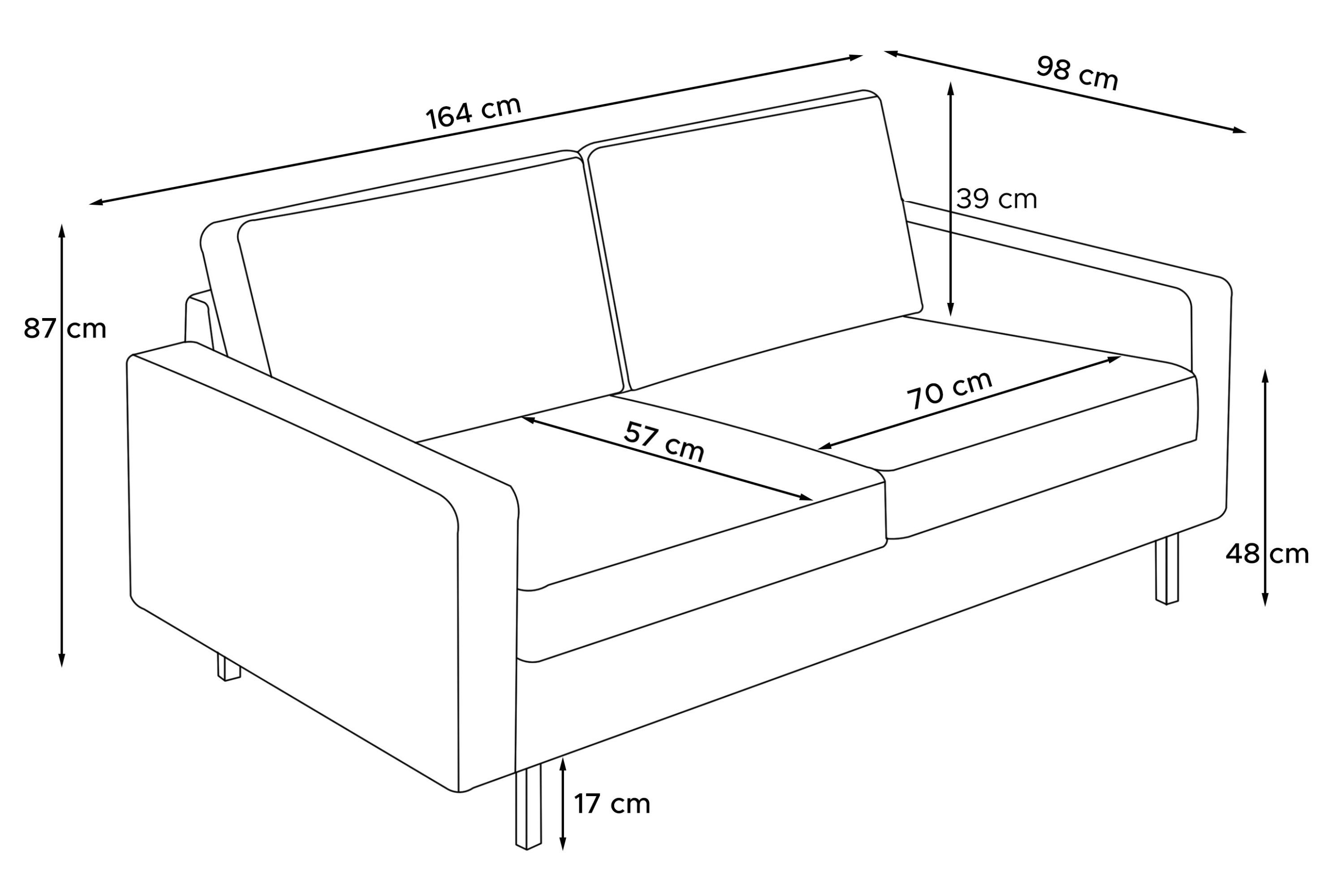 Cord-Stoff in Pet Friendly Schaumstoff, aus INVIA hochwertigem Konsimo 2-Sitzer Polsterung Zweisitzer-Sofa,