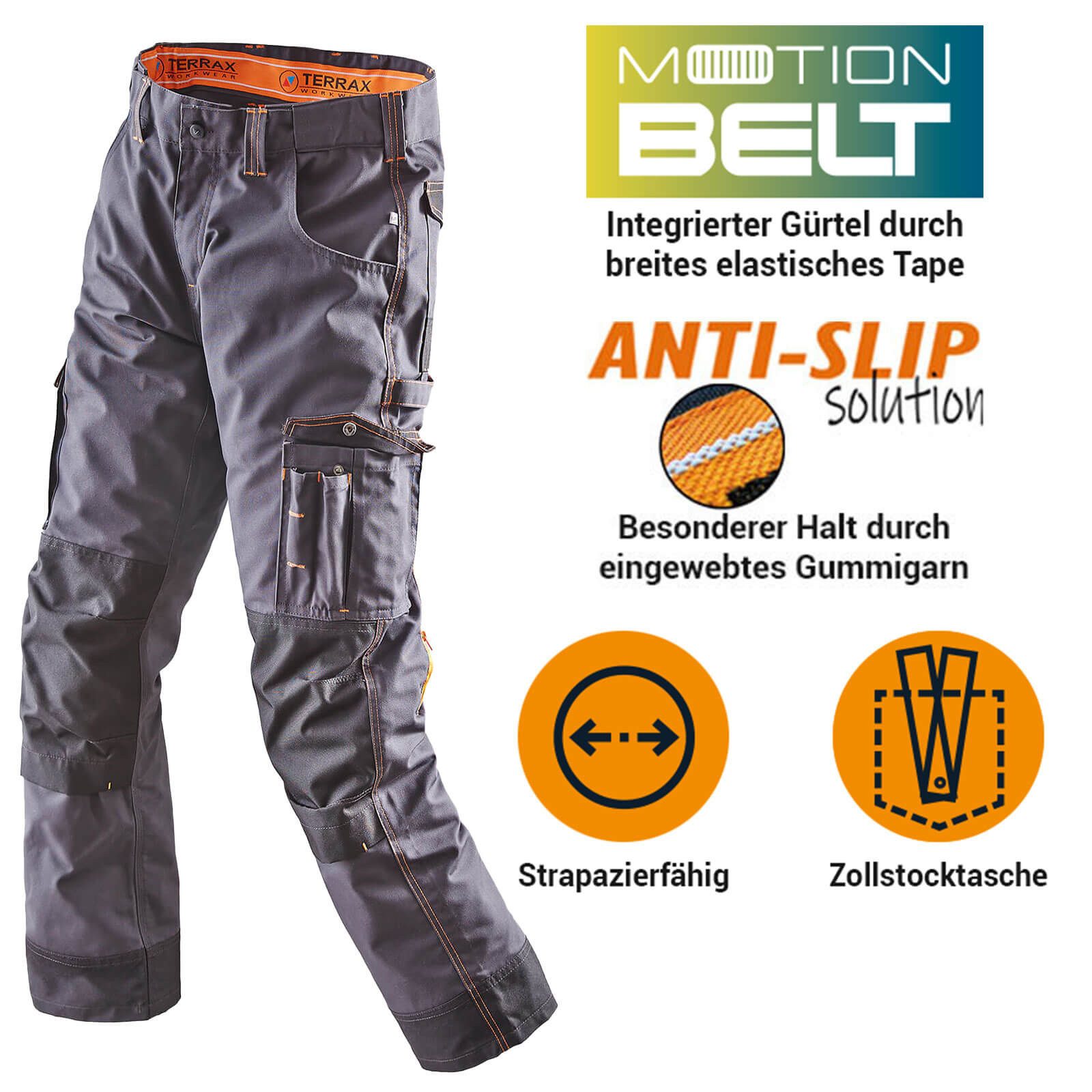 Terrax Workwear Arbeitshose Herren Arbeitshose mit integriertem Gürtel - Bu günstig online kaufen