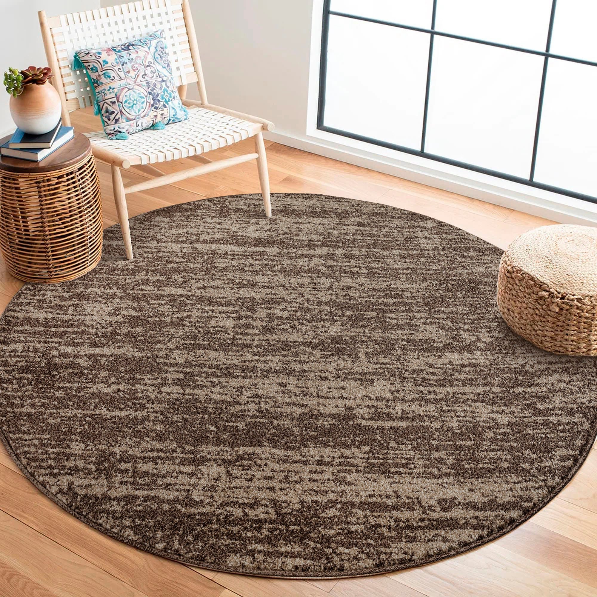 Sanat Teppich Oslo, auch als Läufer und in Rund, rund, Höhe: 10 mm, meliert robuster Kurzflor, Wohnzimmer, Schlafzimmer, auch als Läufer