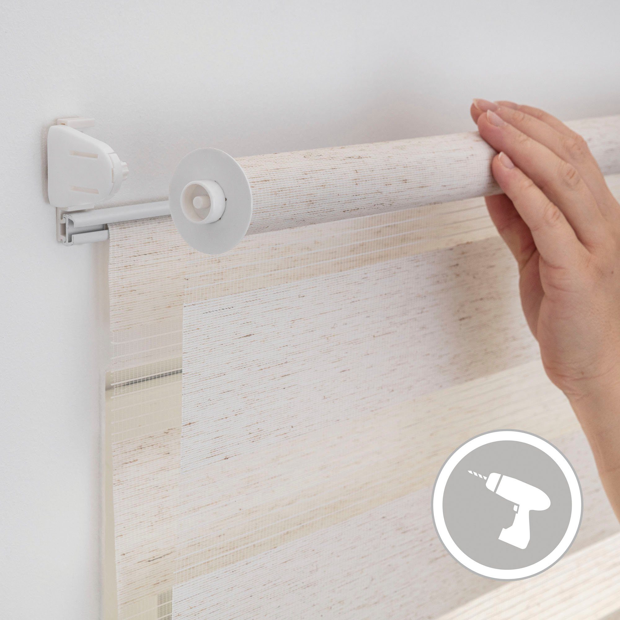 Doppelrollo Duo-Rollo Klemmfix, ohne Bohren, blickdicht, LICHTBLICK ORIGINAL, Lichtschutz, ohne Bohren, freihängend, Klemmfix, einfache Montage des Rollos