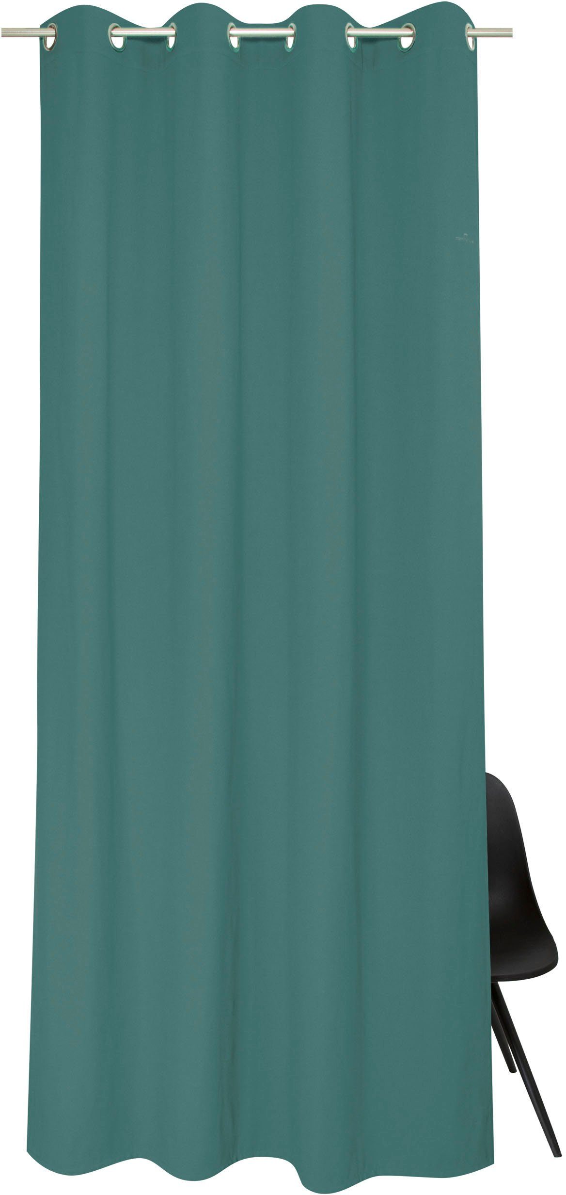 Vorhang Dove Signature, TOM TAILOR HOME, Ösen (1 St), blickdicht, Jacquard, mit aufgesticktem Markenlogo grün/dunkelgrün/tannengrün | Thermovorhänge