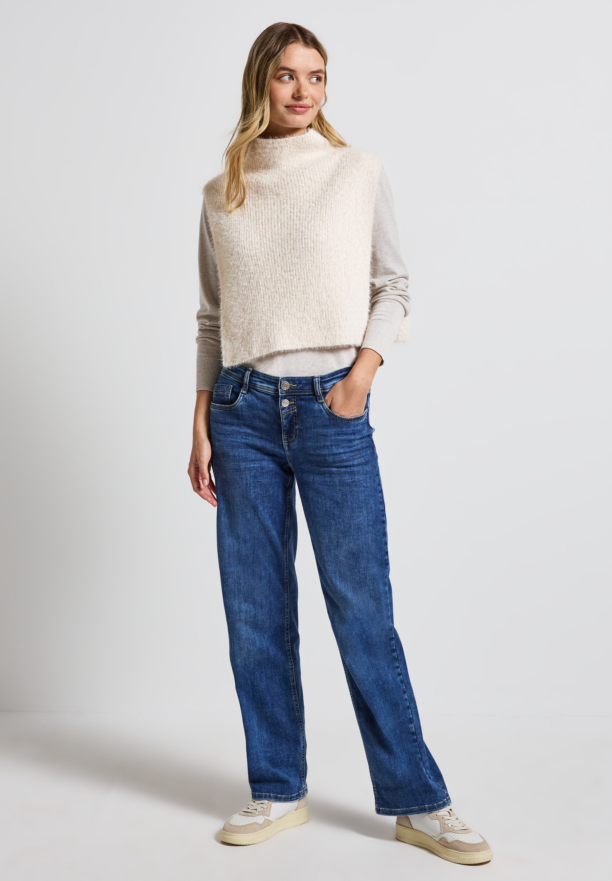 STREET ONE Strickponcho mit Federgarn