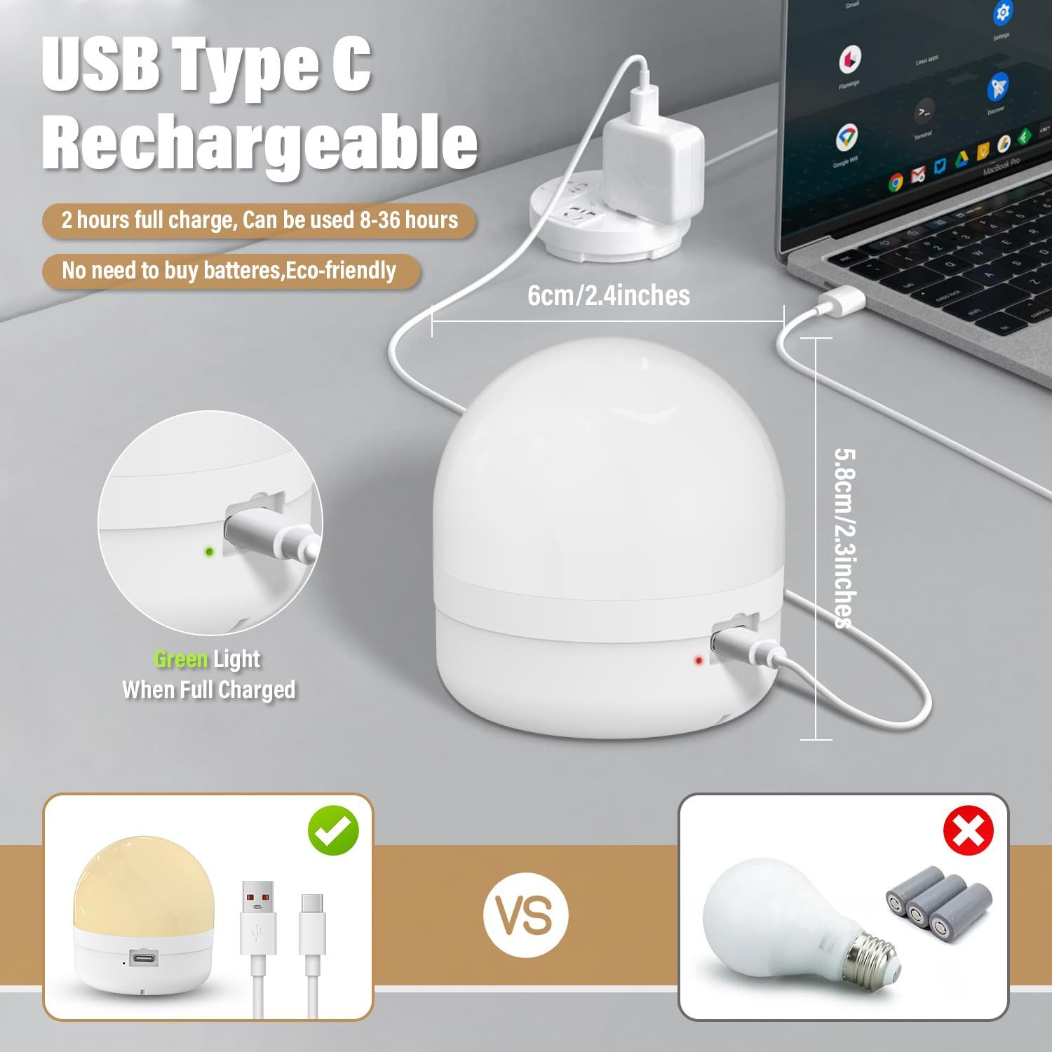 AIBISTAR LED-Leuchtmittel LED-Leuchtmittel Glühbirne mit Fernbedienung, 3 Farben, E27/E26, USB, E27, 2 St., Wärmeleuchten Natürliches Licht Weißlicht, Fernbedienung,Magnetischer Sockel (E27 abnehmbar)