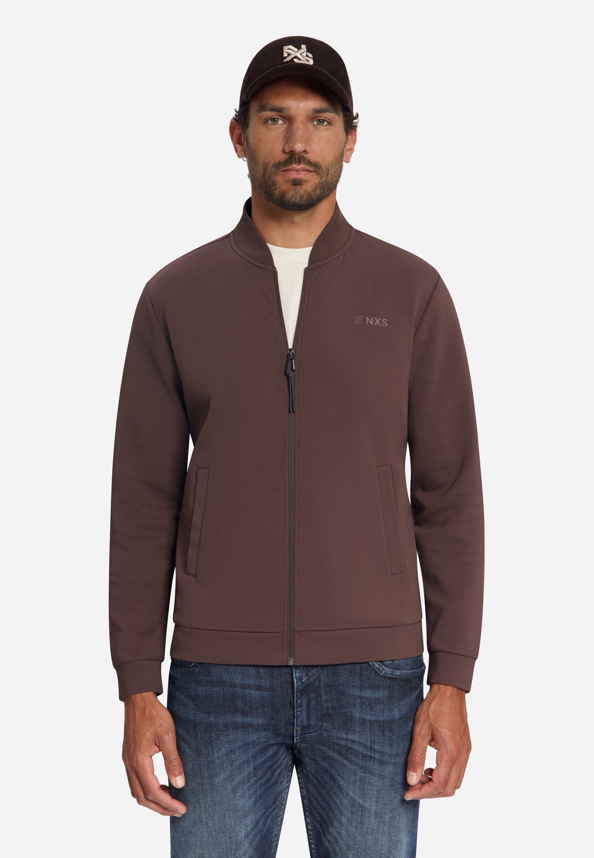 NO EXCESS Sweatjacke Sweater Full Zip Bomber Collar - Bomber Zipjacke